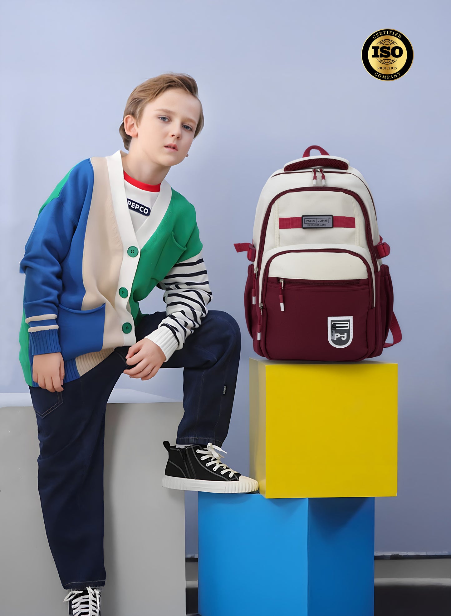 Parajohn Junior Schoolbag for Boys & Girls 18 inches– 20L Lightweight Polyester Bookbag with Hidden Back Pocket, Water-Resistant Kids Travel Daypack PARAJOHN SAUDI ARABIA