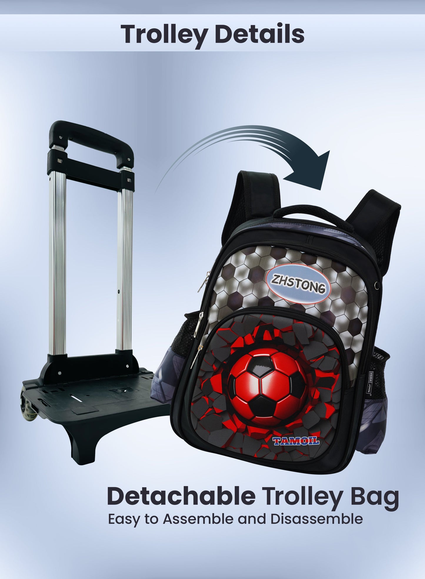 Versatile 3-Piece School Bag Set: Backpack with Trolley, Lunch Box, and Pencil Case PARAJOHN SAUDI ARABIA