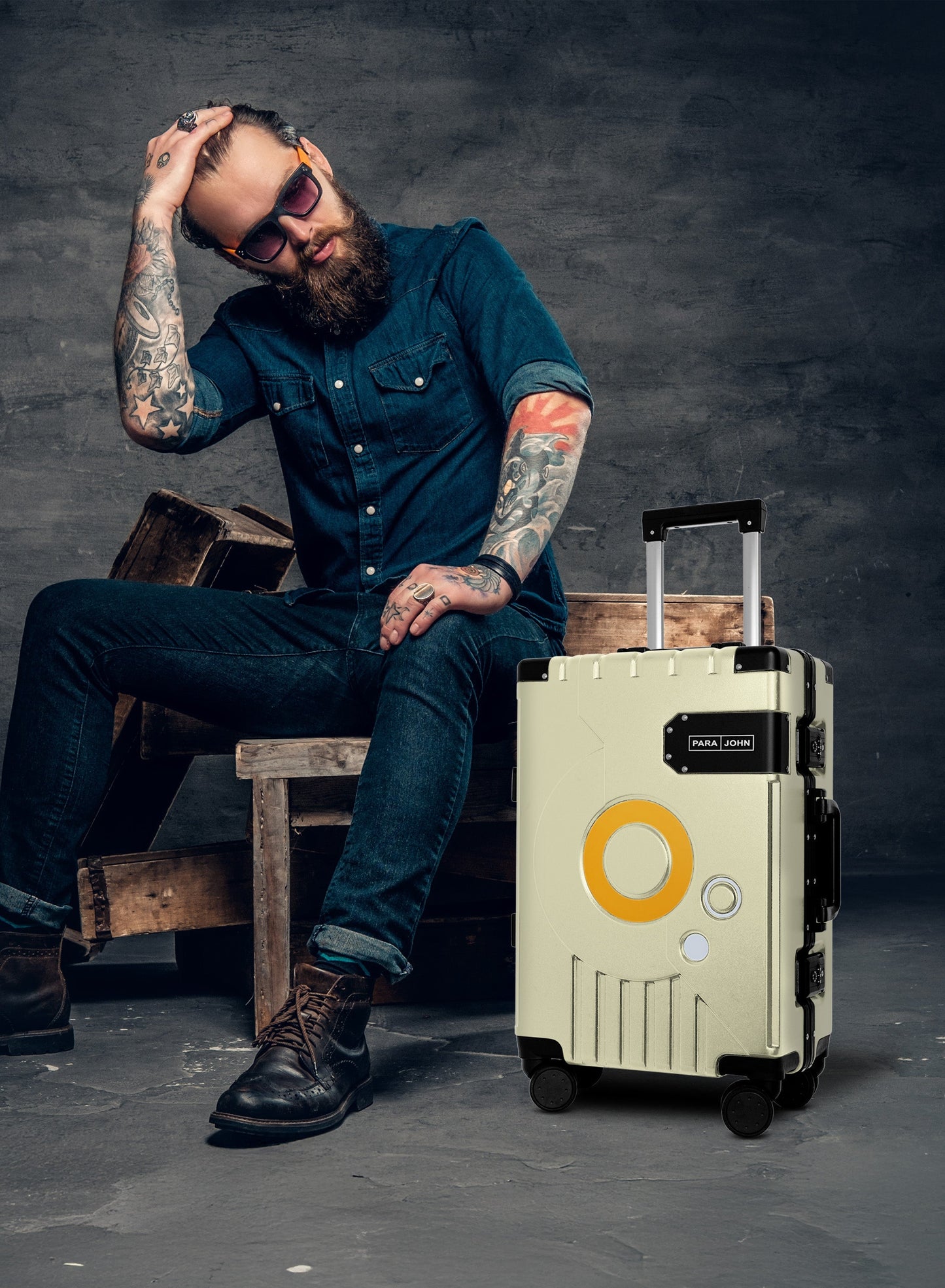 SpinDisc Green 20-Inch Cabin Luggage with Spinner Wheels and Self-Rebound Handle PARA JOHN