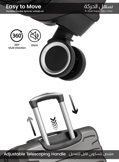 AeroShield Lightweight ABS Hard Side 8 Wheels Spinner Luggage checked in Trolley Bag with Lock 28 Inch PARA JOHN