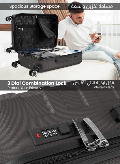 AeroShield Lightweight ABS Hard Side 8 Wheels Spinner Luggage checked in Trolley Bag with Lock 28 Inch PARA JOHN