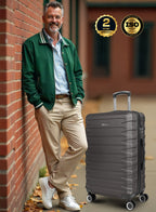 AeroShield Lightweight ABS Hard Side 8 Wheels Spinner Luggage Cabin Trolley Bag with Lock 20 Inch PARA JOHN