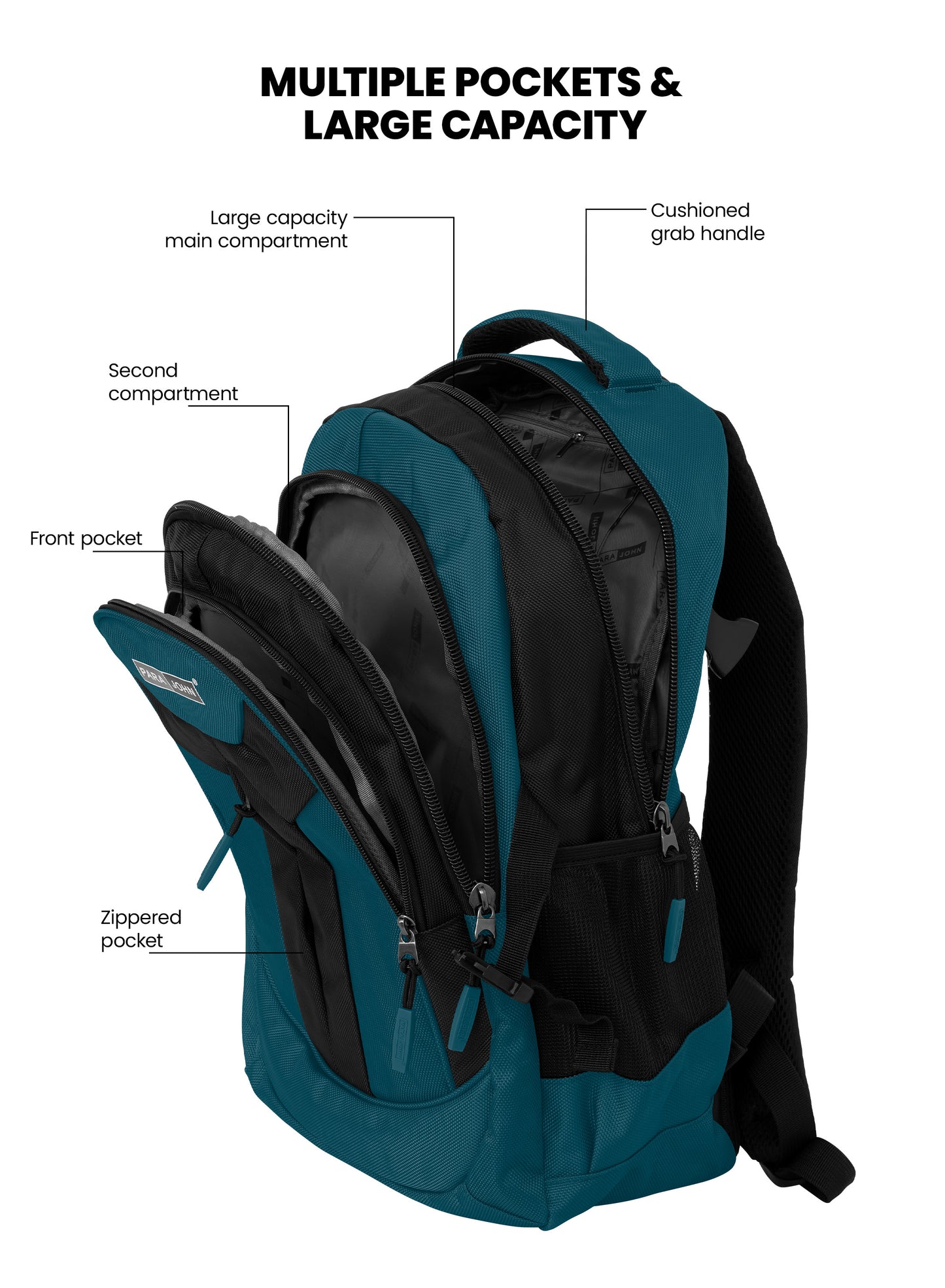 Parajohn School Backpack – Durable Polyester Multi-Compartment  School Bag 20" with Strong Zipper and Comfortable Handle PARAJOHN SAUDI ARABIA
