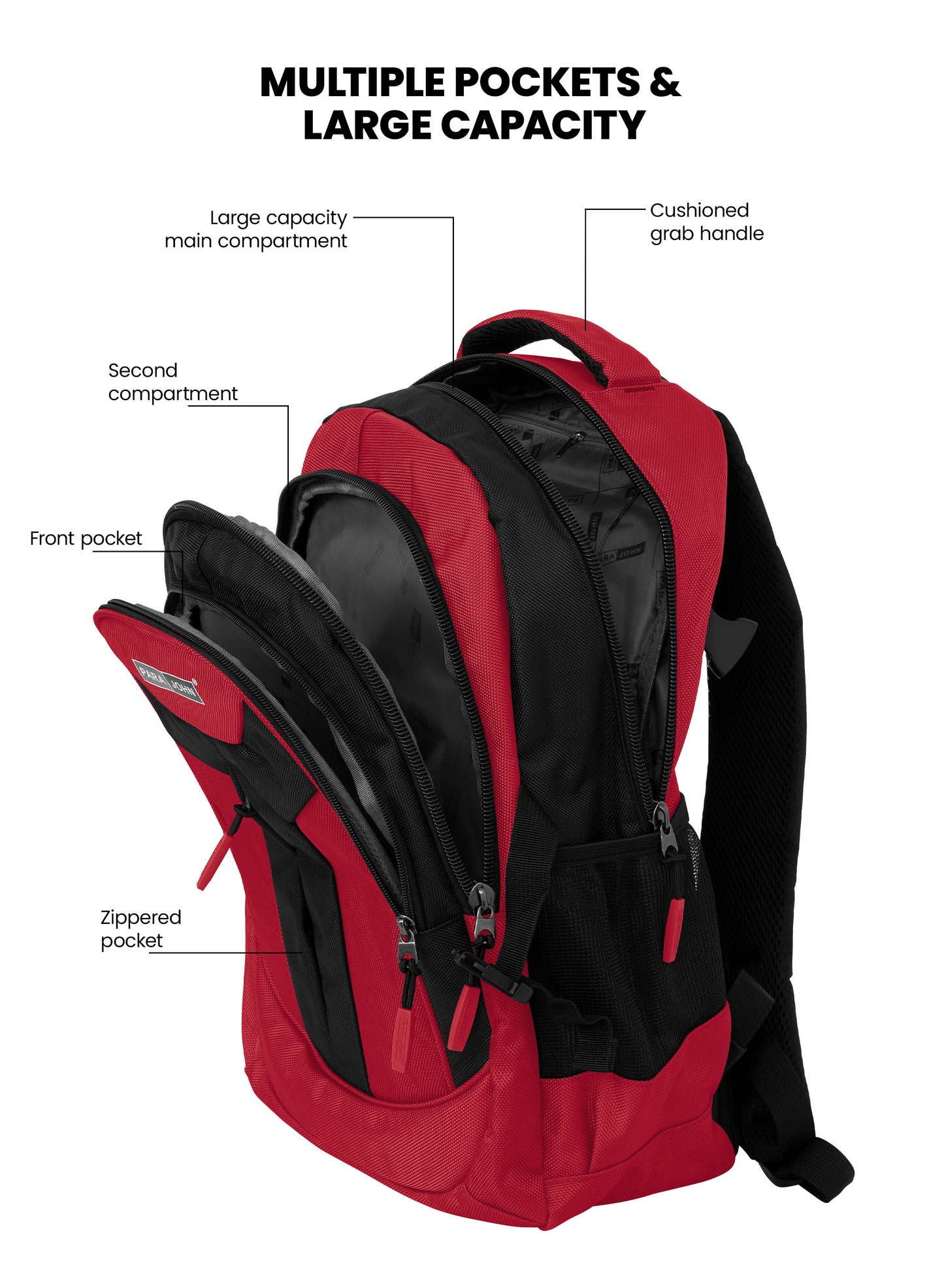 Parajohn School Backpack – Durable Polyester Multi-Compartment  School Bag 20" with Strong Zipper and Comfortable Handle PARAJOHN SAUDI ARABIA