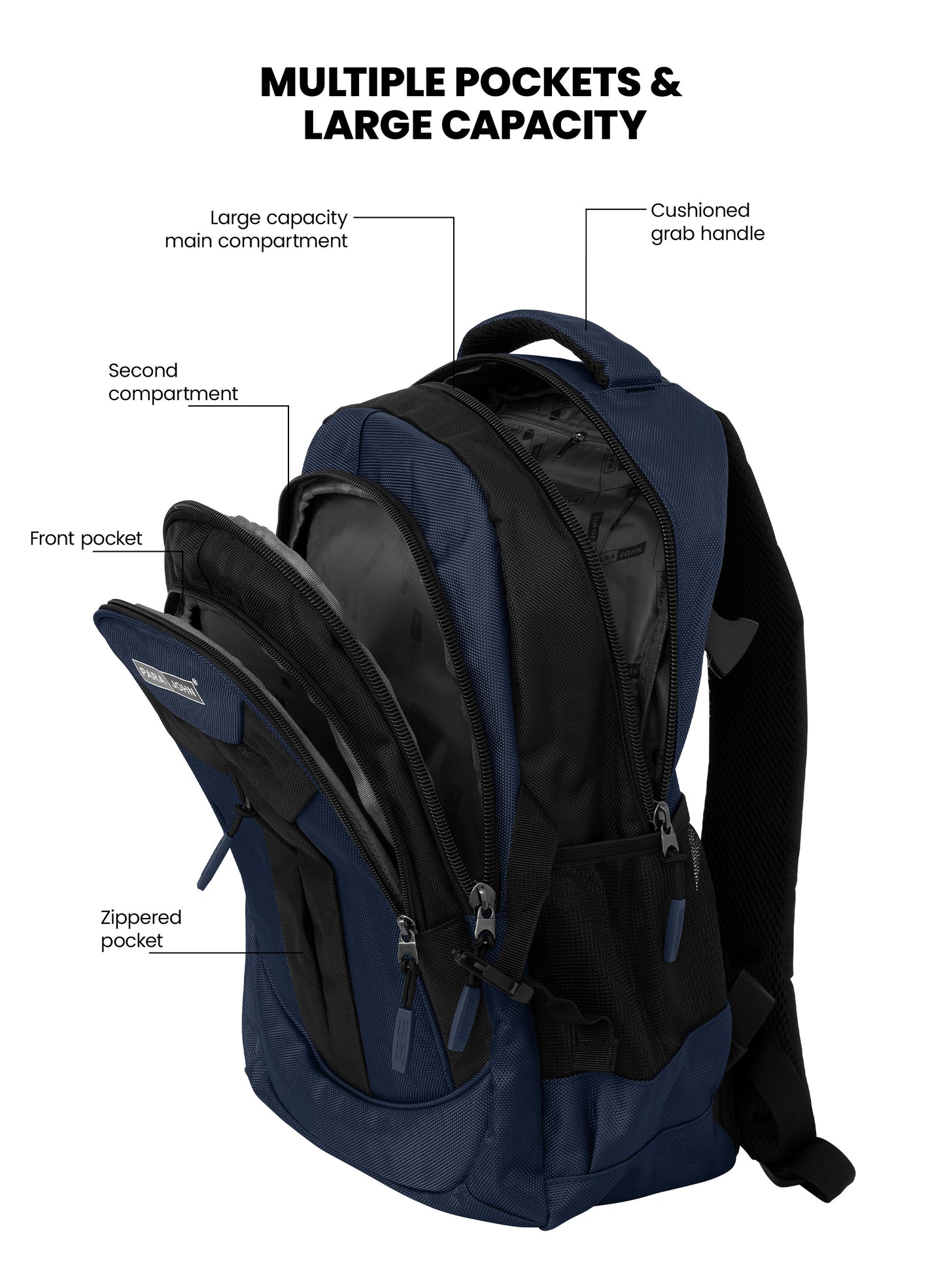 Parajohn School Backpack – Durable Polyester Multi-Compartment  School Bag 20" with Strong Zipper and Comfortable Handle PARAJOHN SAUDI ARABIA