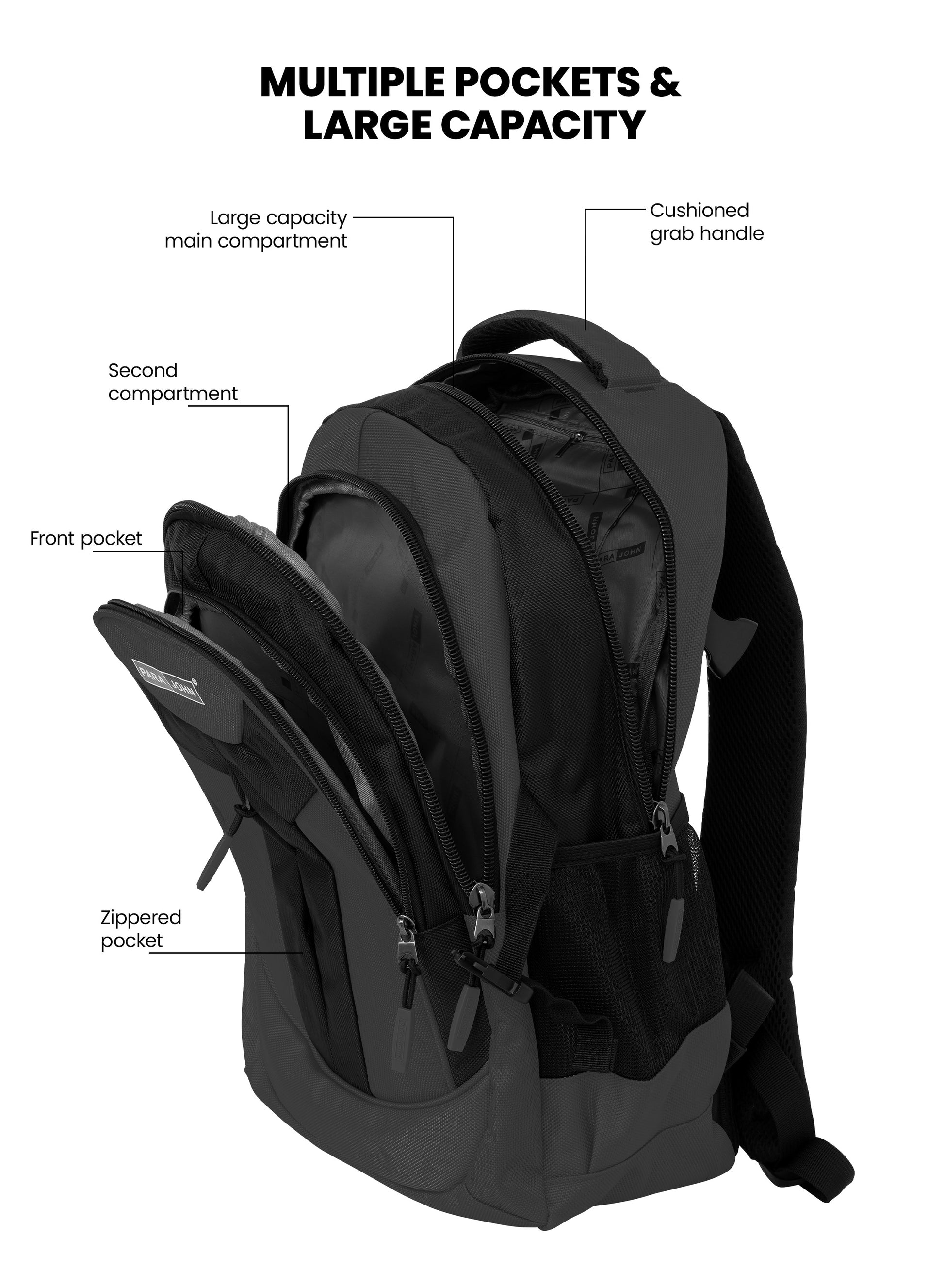 Parajohn School Backpack – Durable Polyester Multi-Compartment  School Bag 20" with Strong Zipper and Comfortable Handle PARAJOHN SAUDI ARABIA