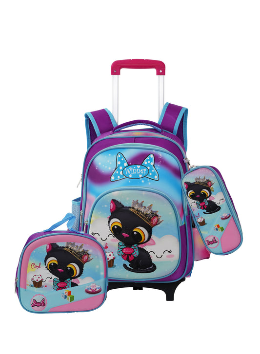 Versatile 3-Piece School Bag Set: Backpack with Trolley, Lunch Box, and Pencil Case