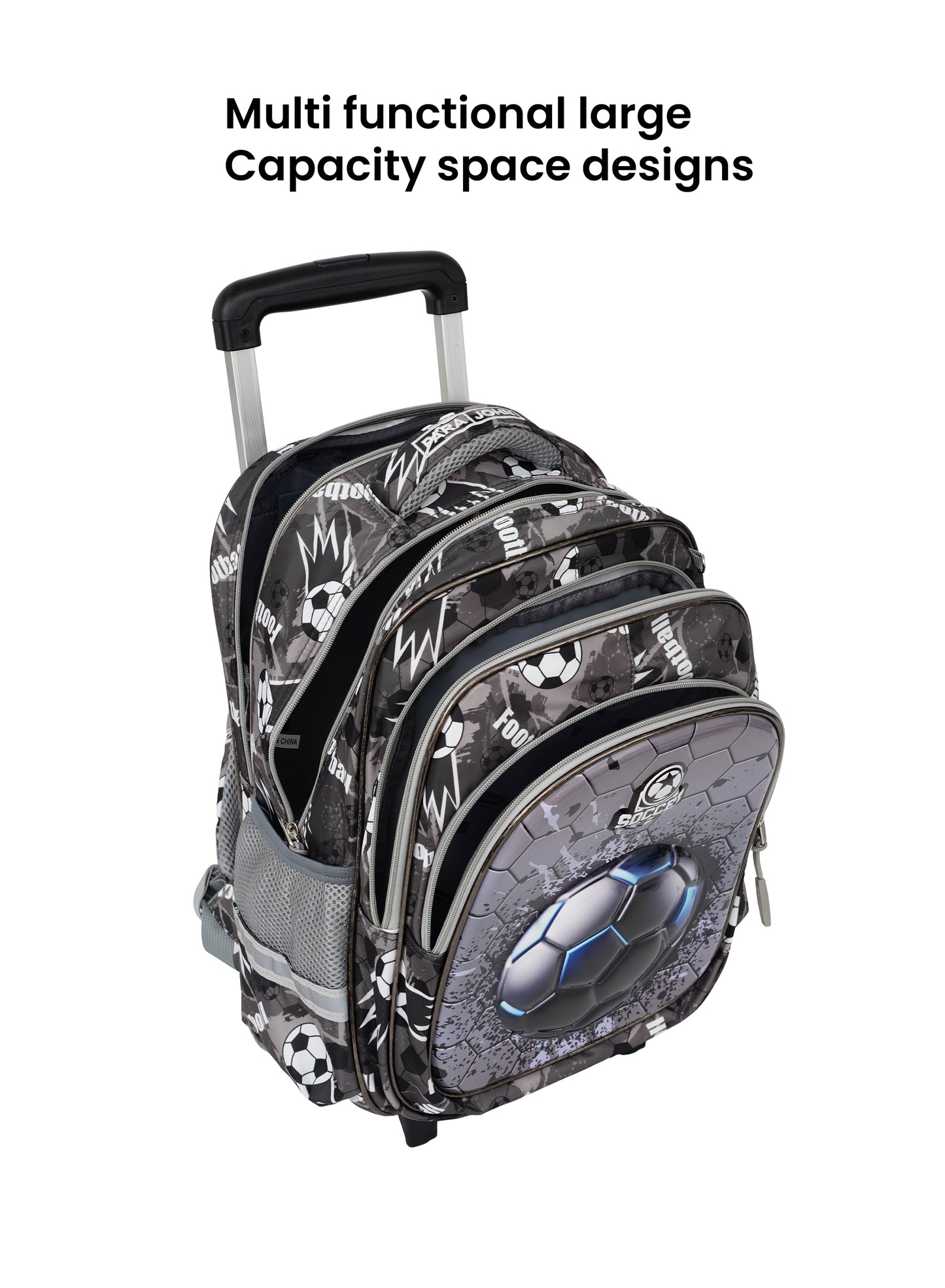 Para John KiddyGo 3-in-1 Kids Trolley School Bag Set – 16 Inch Rolling Backpack with Lunch Bag & Pencil Case | Cartoon Design | Lightweight & Durable