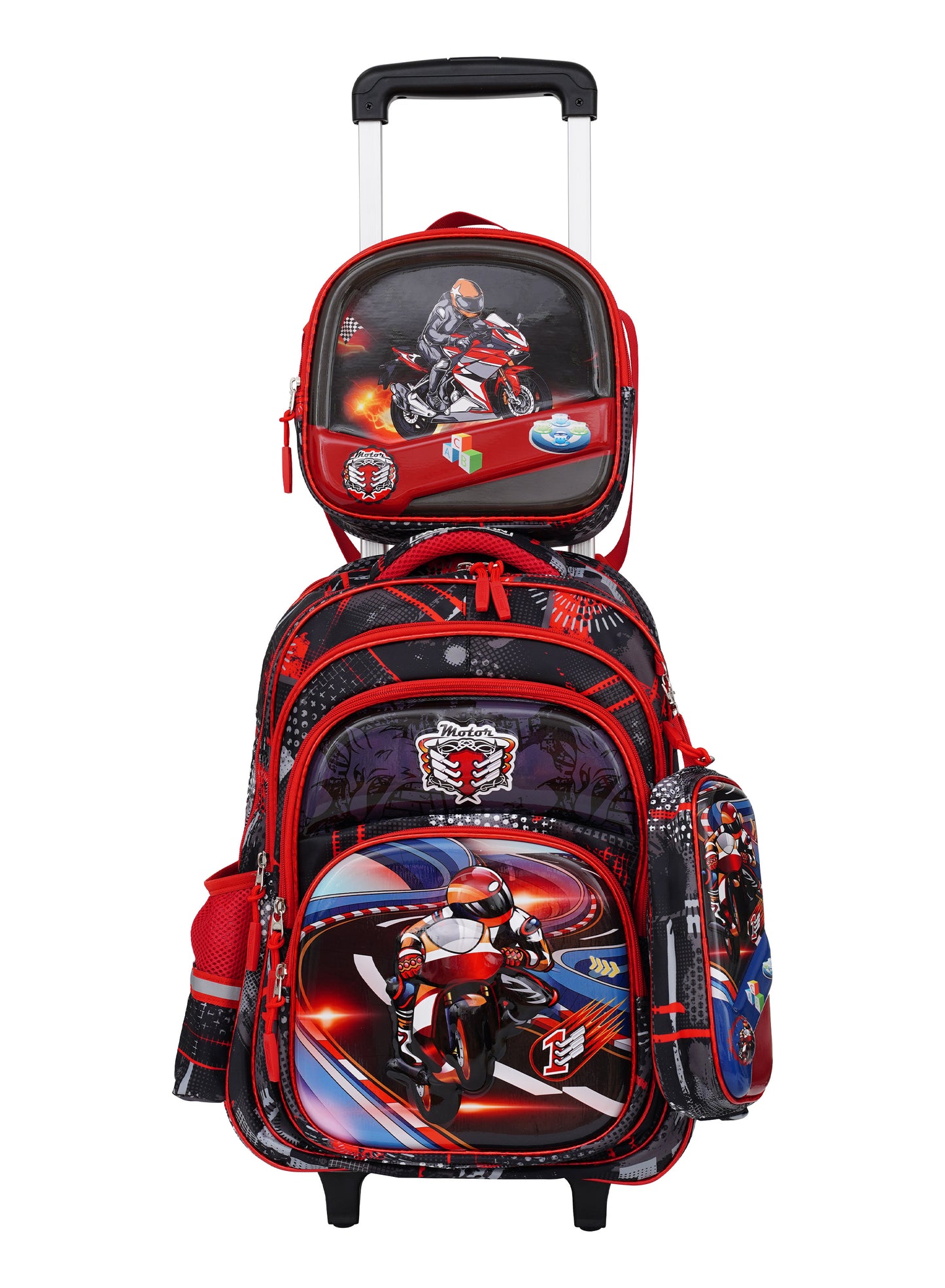 Para John KiddoKit 3-in-1 Kids Trolley School Bag Set – 18 inch Rolling Backpack with Lunch Bag & Pencil Case | Cartoon Design | Lightweight & Durable PARAJOHN SAUDI ARABIA