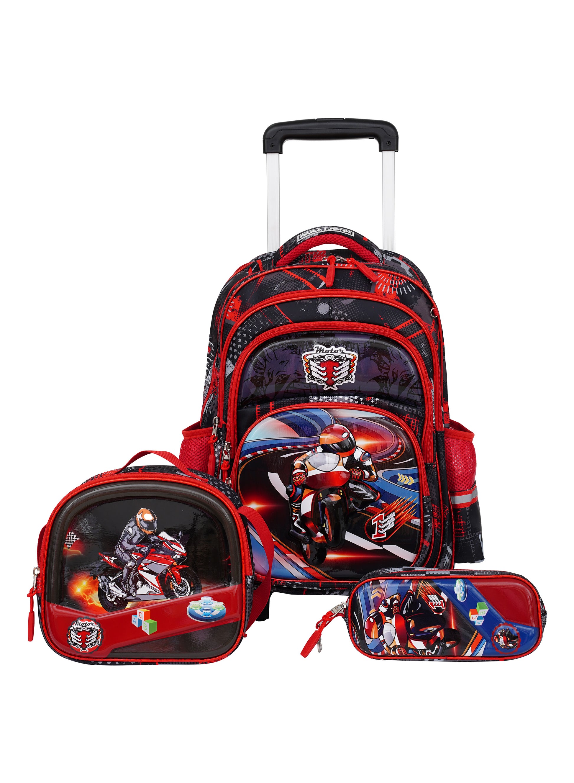 Para John KiddoKit 3-in-1 Kids Trolley School Bag Set – 18 inch Rolling Backpack with Lunch Bag & Pencil Case | Cartoon Design | Lightweight & Durable PARAJOHN SAUDI ARABIA