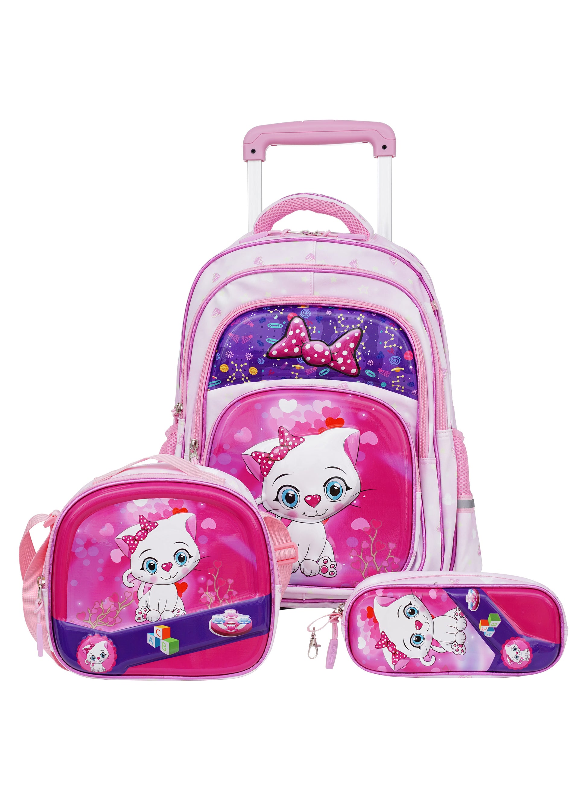 Para John KiddoKit 3-in-1 Kids Trolley School Bag Set – 18 inch Rolling Backpack with Lunch Bag & Pencil Case | Cartoon Design | Lightweight & Durable PARAJOHN SAUDI ARABIA