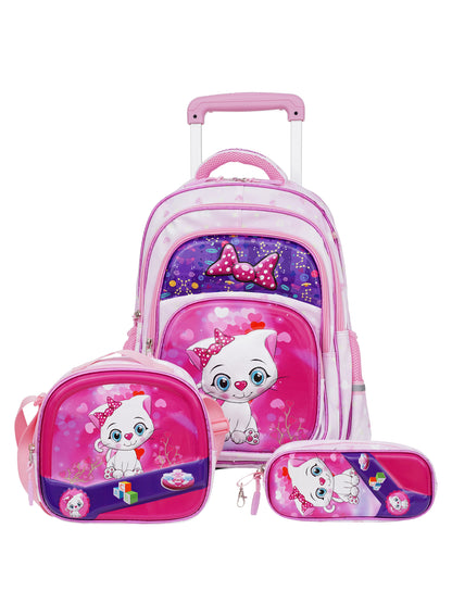 Para John KiddoKit 3-in-1 Kids Trolley School Bag Set – 18 inch Rolling Backpack with Lunch Bag & Pencil Case | Cartoon Design | Lightweight & Durable PARAJOHN SAUDI ARABIA