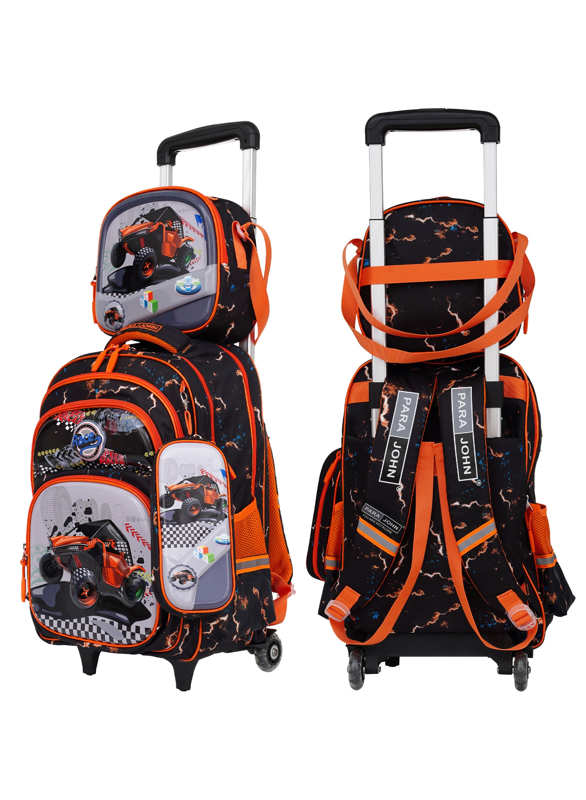 Para John KiddoKit 3-in-1 Kids Trolley School Bag Set – 18 inch Rolling Backpack with Lunch Bag & Pencil Case | Cartoon Design | Lightweight & Durable PARAJOHN SAUDI ARABIA