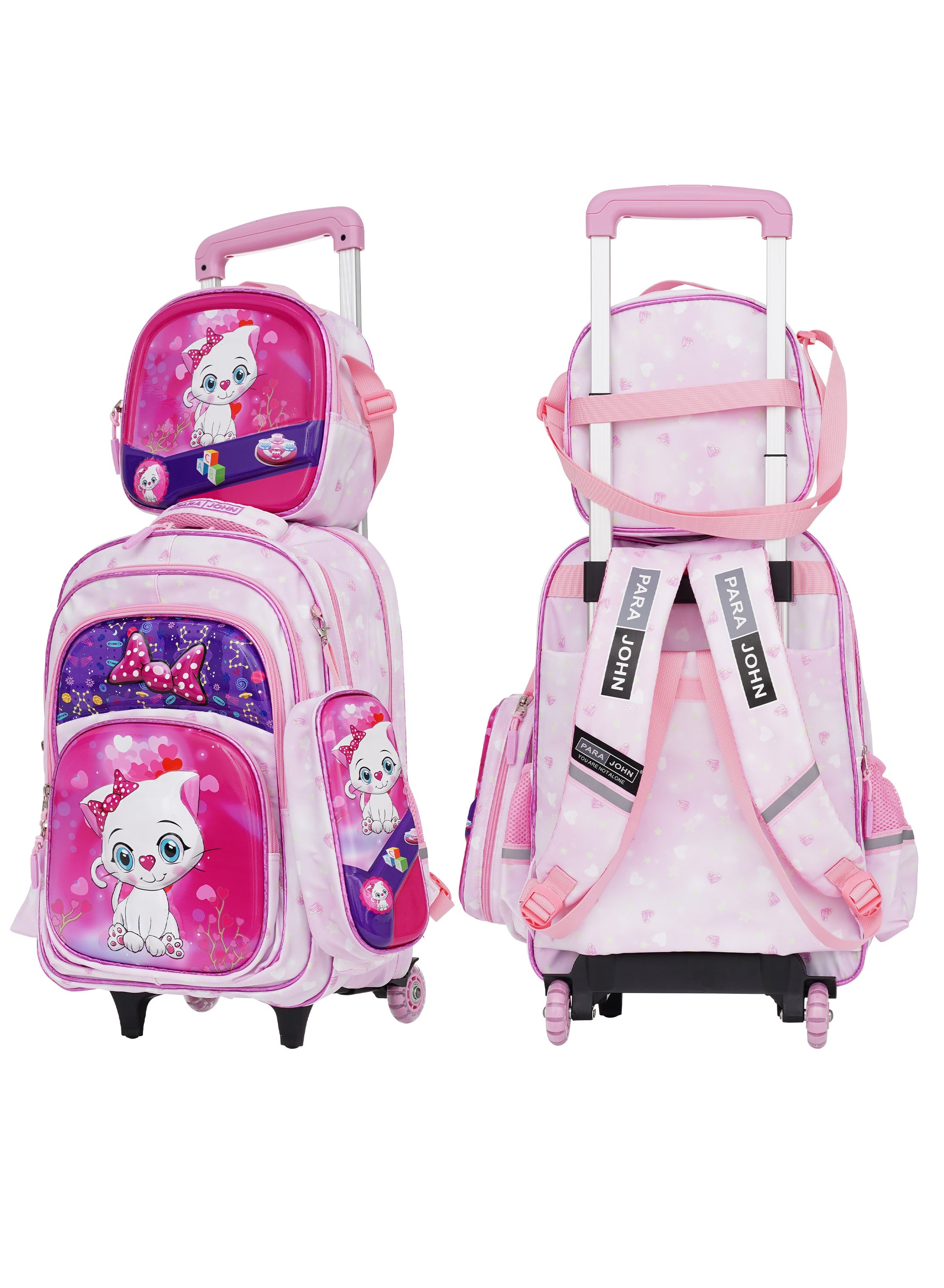 Para John KiddoKit 3-in-1 Kids Trolley School Bag Set – 18 inch Rolling Backpack with Lunch Bag & Pencil Case | Cartoon Design | Lightweight & Durable PARAJOHN SAUDI ARABIA