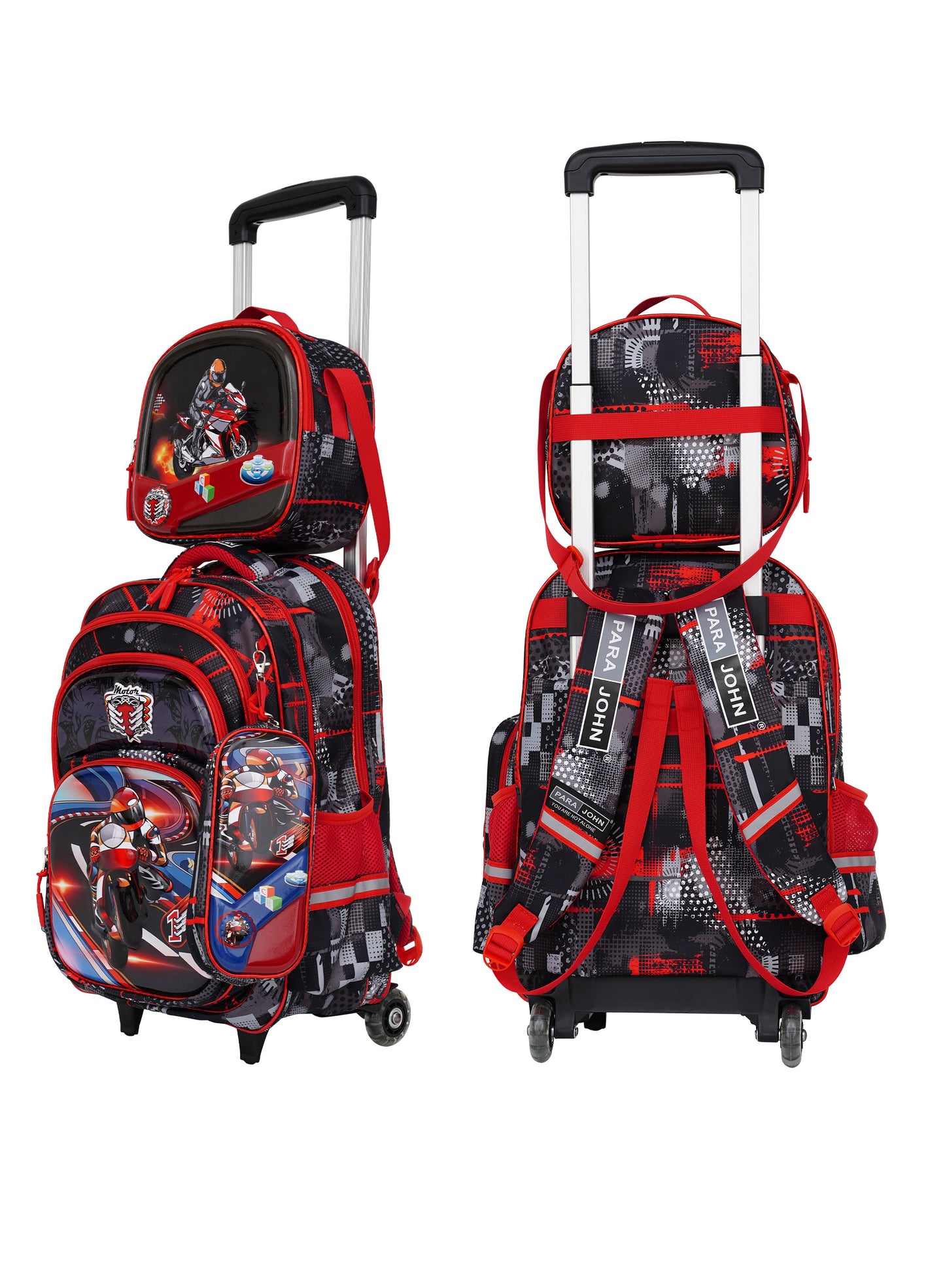 Para John KiddoKit 3-in-1 Kids Trolley School Bag Set – 18 inch Rolling Backpack with Lunch Bag & Pencil Case | Cartoon Design | Lightweight & Durable PARAJOHN SAUDI ARABIA