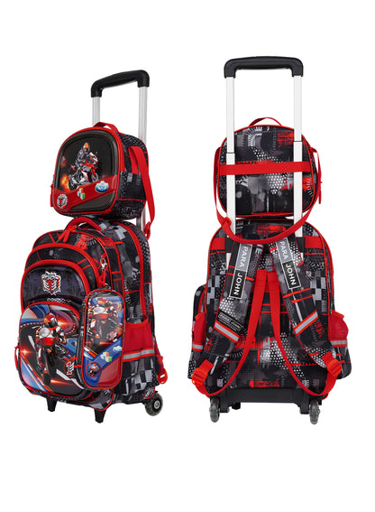 Para John KiddoKit 3-in-1 Kids Trolley School Bag Set – 18 inch Rolling Backpack with Lunch Bag & Pencil Case | Cartoon Design | Lightweight & Durable PARAJOHN SAUDI ARABIA