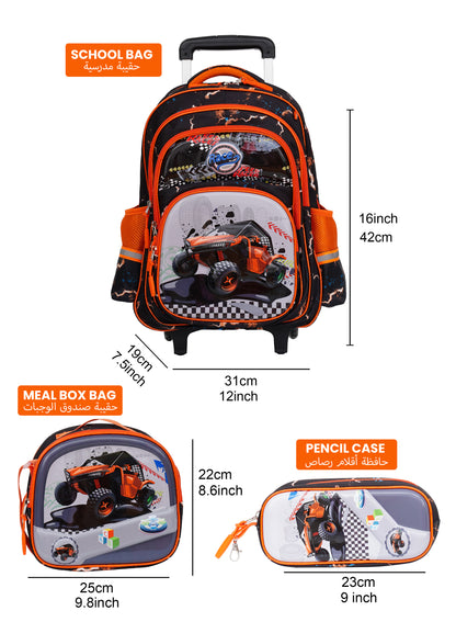Para John KiddoKit 3-in-1 Kids Trolley School Bag Set – 18 inch Rolling Backpack with Lunch Bag & Pencil Case | Cartoon Design | Lightweight & Durable PARAJOHN SAUDI ARABIA