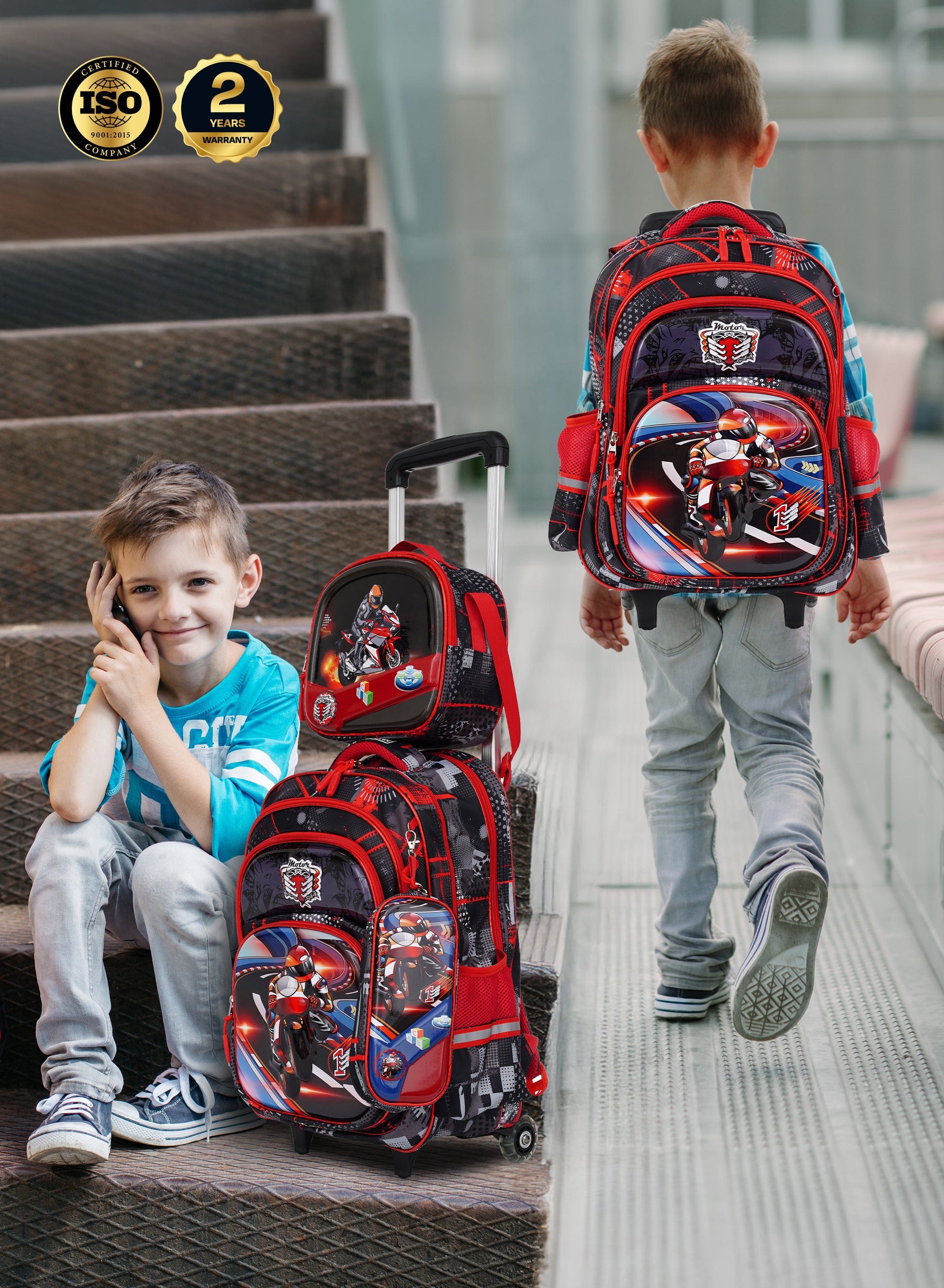Para John KiddoKit 3-in-1 Kids Trolley School Bag Set – 18 inch Rolling Backpack with Lunch Bag & Pencil Case | Cartoon Design | Lightweight & Durable PARAJOHN SAUDI ARABIA