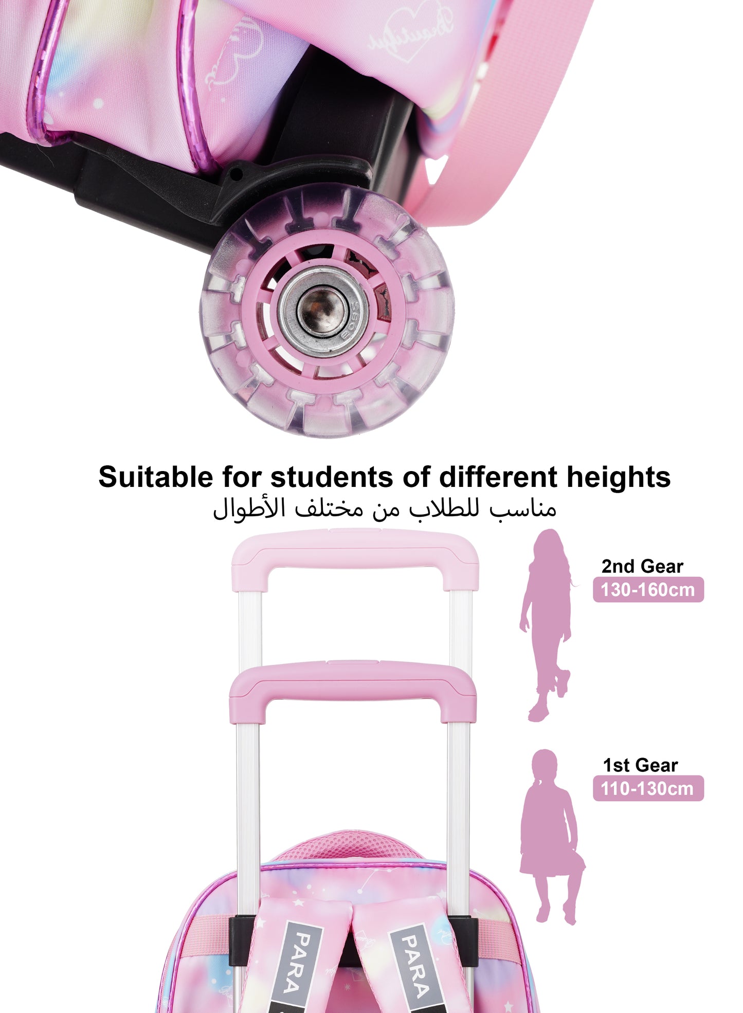 Para John KiddoKit 3-in-1 Kids Trolley School Bag Set – 18-inch Rolling Backpack with Lunch Bag & Pencil Case | Cartoon Design | Lightweight & Durable