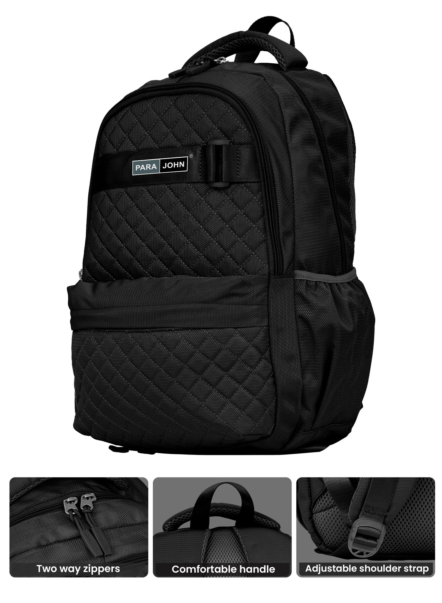 Parajohn LumiPack 18 inches Quilted School Backpack – 28L Capacity, Stylish & Durable with Multiple Compartments PARAJOHN SAUDI ARABIA