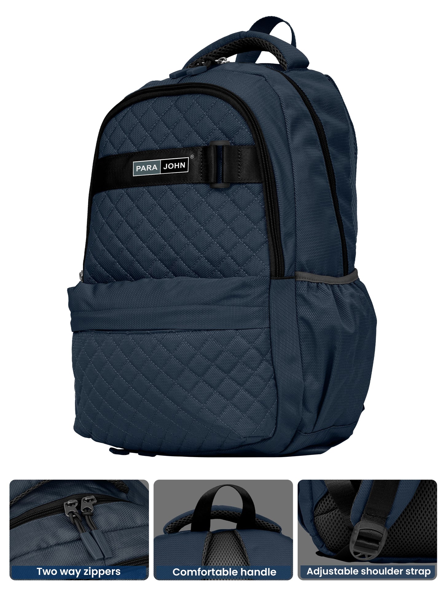 Parajohn LumiPack 18 inches Quilted School Backpack – 28L Capacity, Stylish & Durable with Multiple Compartments PARAJOHN SAUDI ARABIA