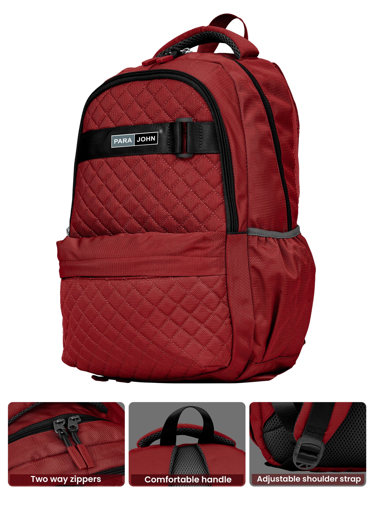 Parajohn LumiPack 18 inches Quilted School Backpack – 28L Capacity, Stylish & Durable with Multiple Compartments PARAJOHN SAUDI ARABIA