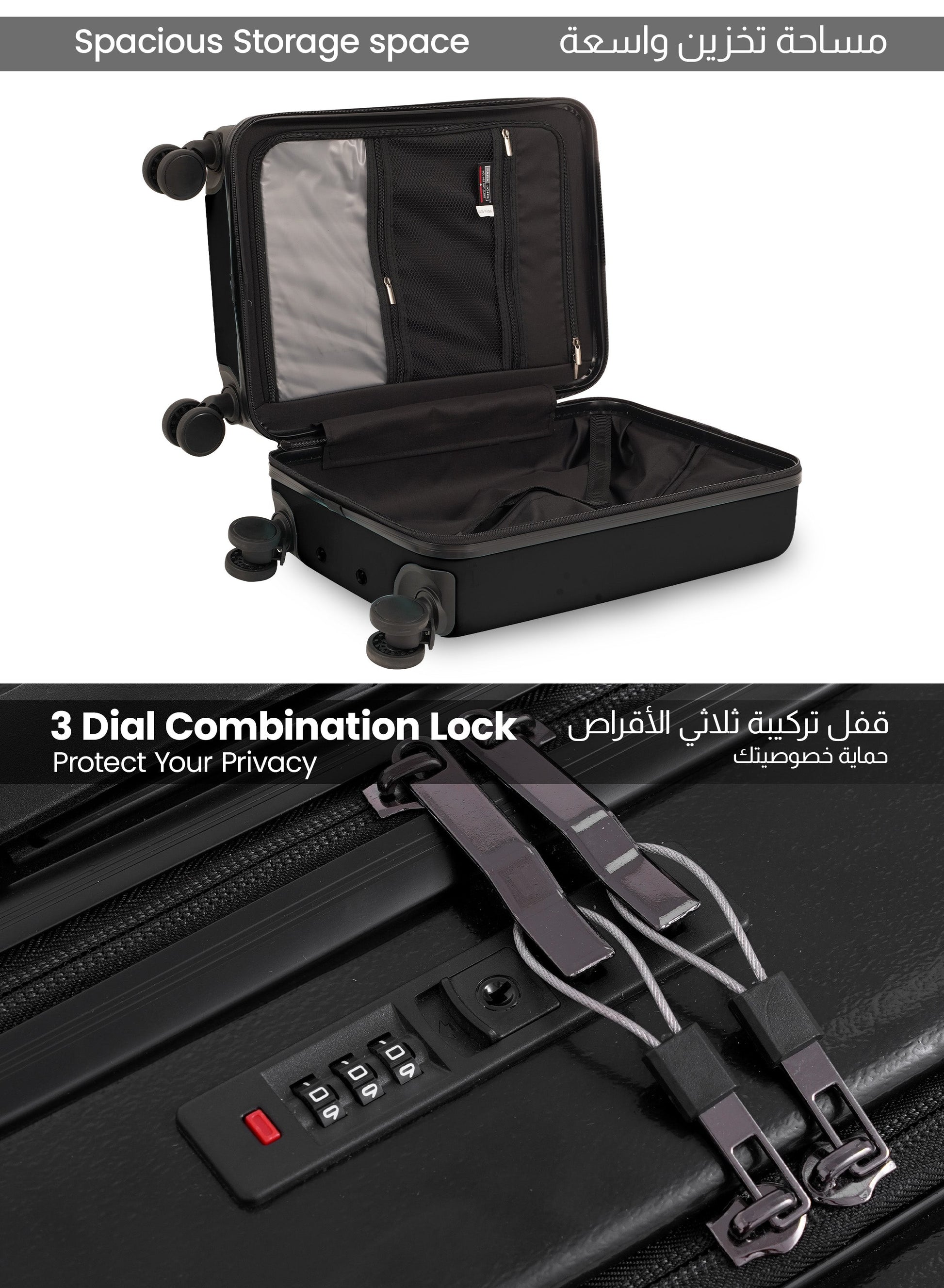 Parajohn Front Open Cabin Size 20 inches luggage with Premium ABS Material- 55 cms carrying 10kg|8 Wheels Hard Sided Trolley PARAJOHN UAE