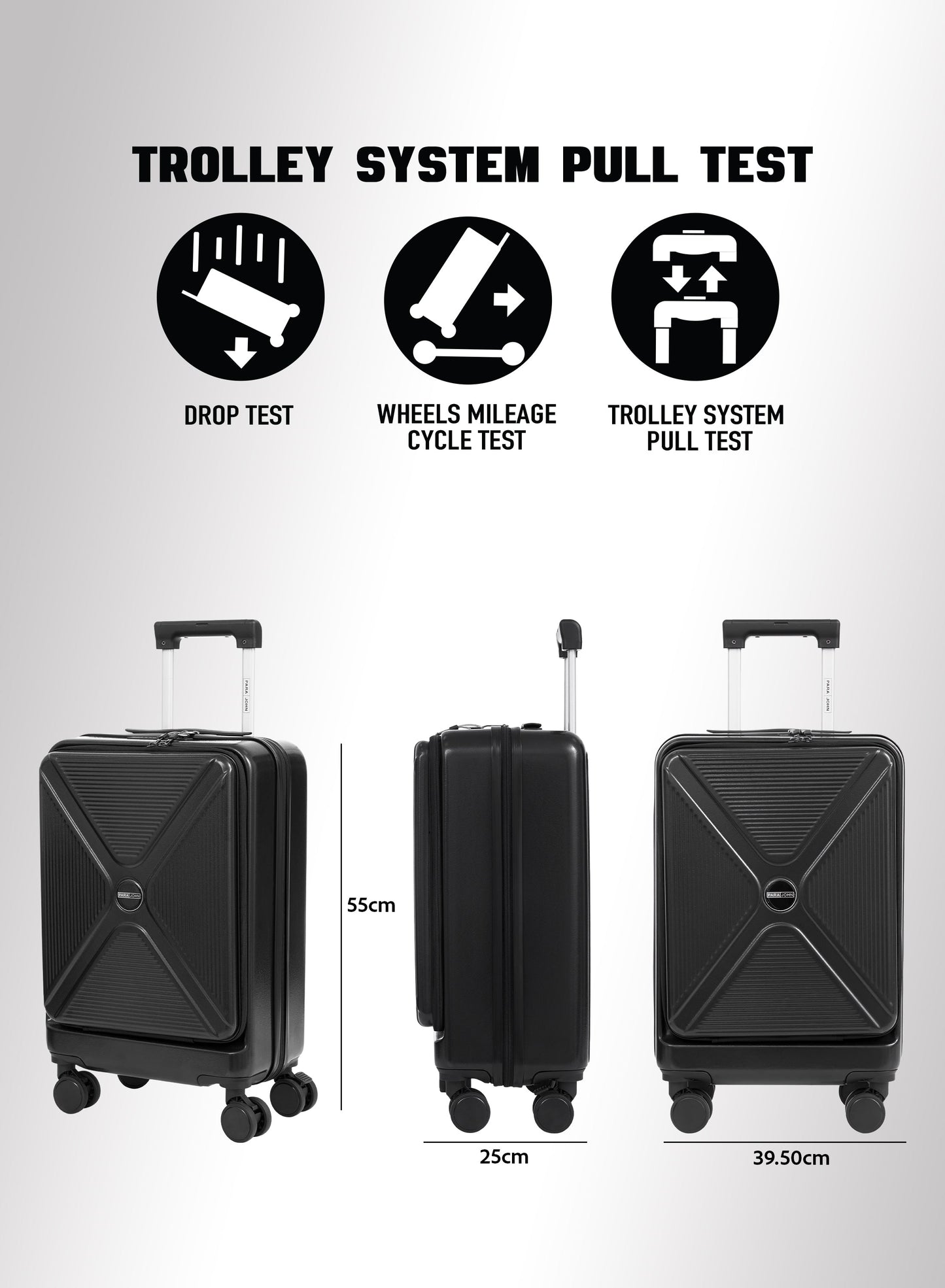 Parajohn Front Open Cabin Size 20 inches luggage with Premium ABS Material- 55 cms carrying 10kg|8 Wheels Hard Sided Trolley PARAJOHN UAE