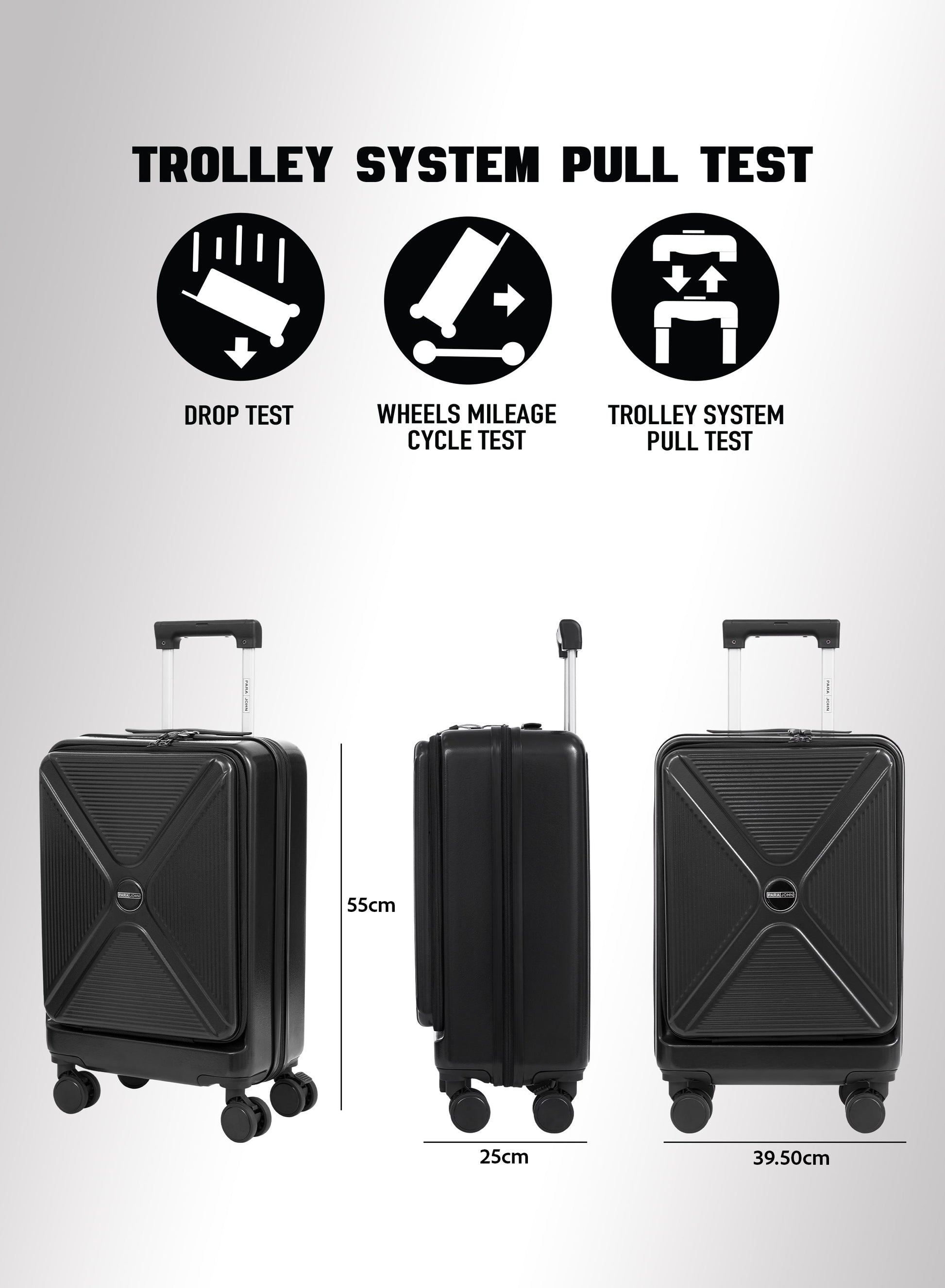 Parajohn Front Open Cabin Size 20 inches luggage with Premium ABS Material- 55 cms carrying 10kg|8 Wheels Hard Sided Trolley PARAJOHN UAE