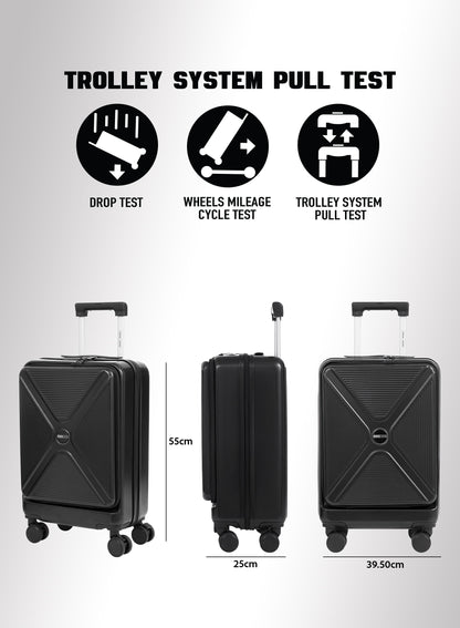 Parajohn Front Open Cabin Size 20 inches luggage with Premium ABS Material- 55 cms carrying 10kg|8 Wheels Hard Sided Trolley PARAJOHN UAE