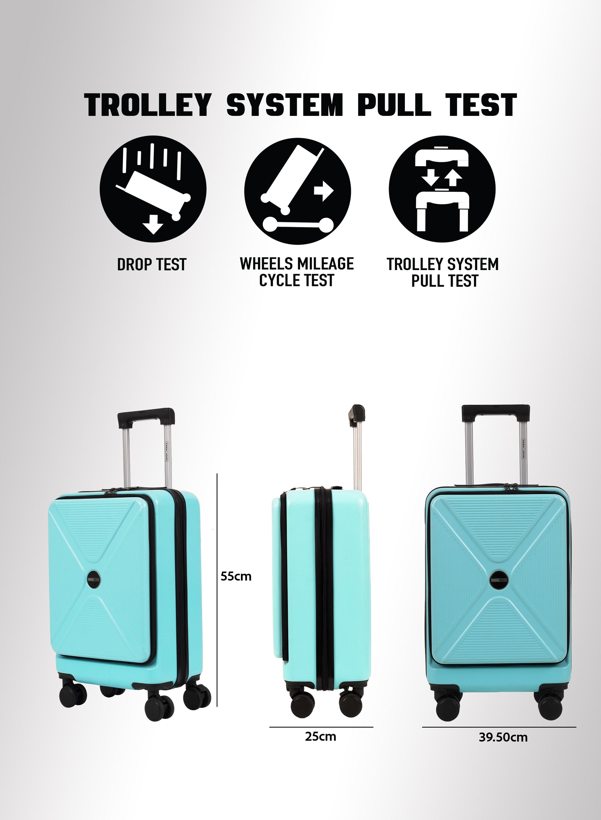 Parajohn Front Open Cabin Size 20 inches luggage with Premium ABS Material- 55 cms carrying 10kg|8 Wheels Hard Sided Trolley PARAJOHN UAE