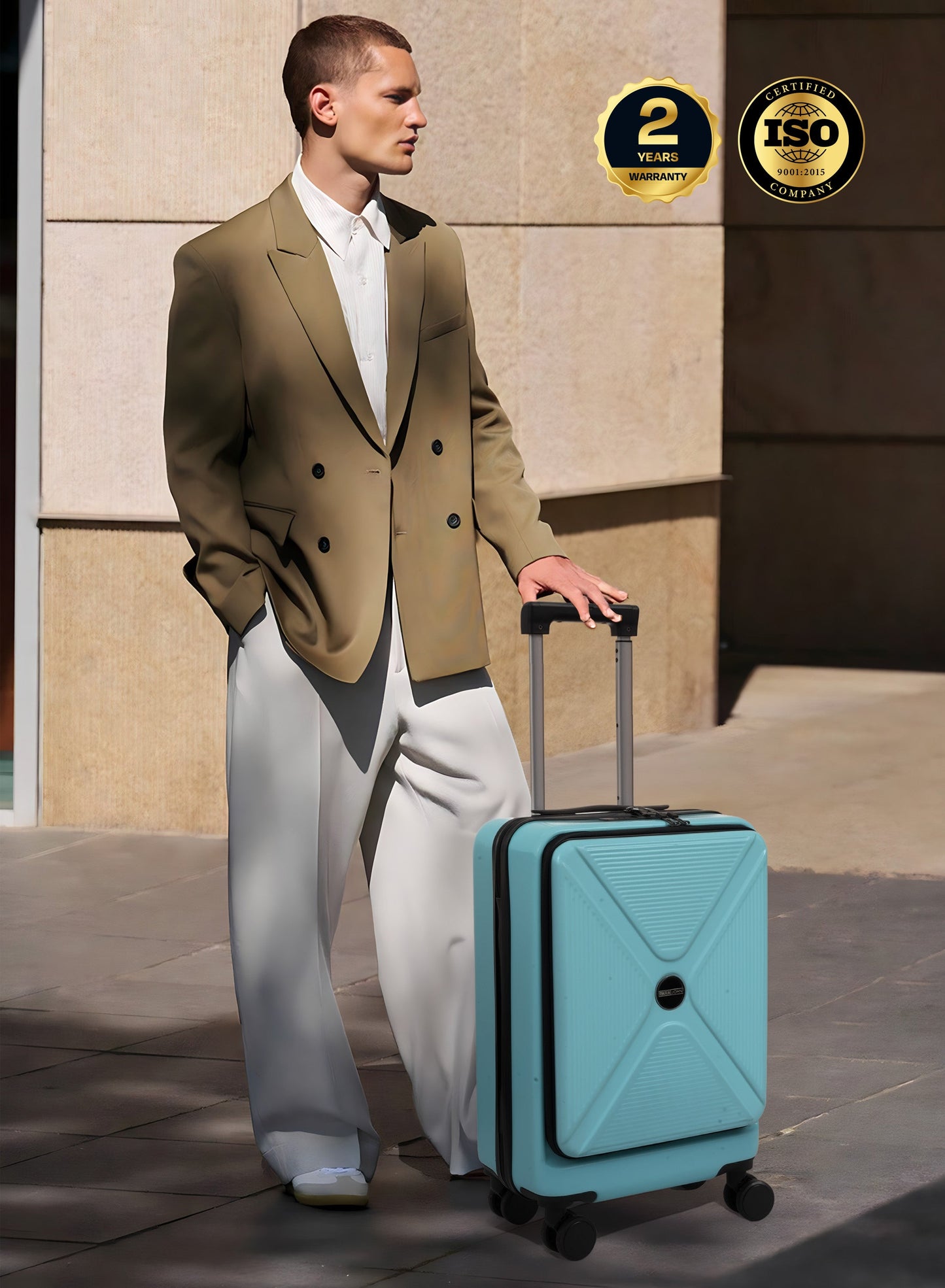 Parajohn Front Open Cabin Size 20 inches luggage with Premium ABS Material- 55 cms carrying 10kg|8 Wheels Hard Sided Trolley PARAJOHN UAE