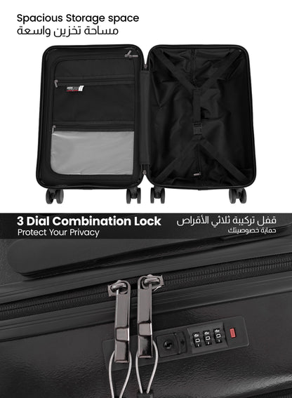 Parajohn Front Open Cabin Size 20 inches luggage with Premium ABS Material- 55 cms carrying 10kg|8 Wheels Hard Sided Trolley PARAJOHN UAE
