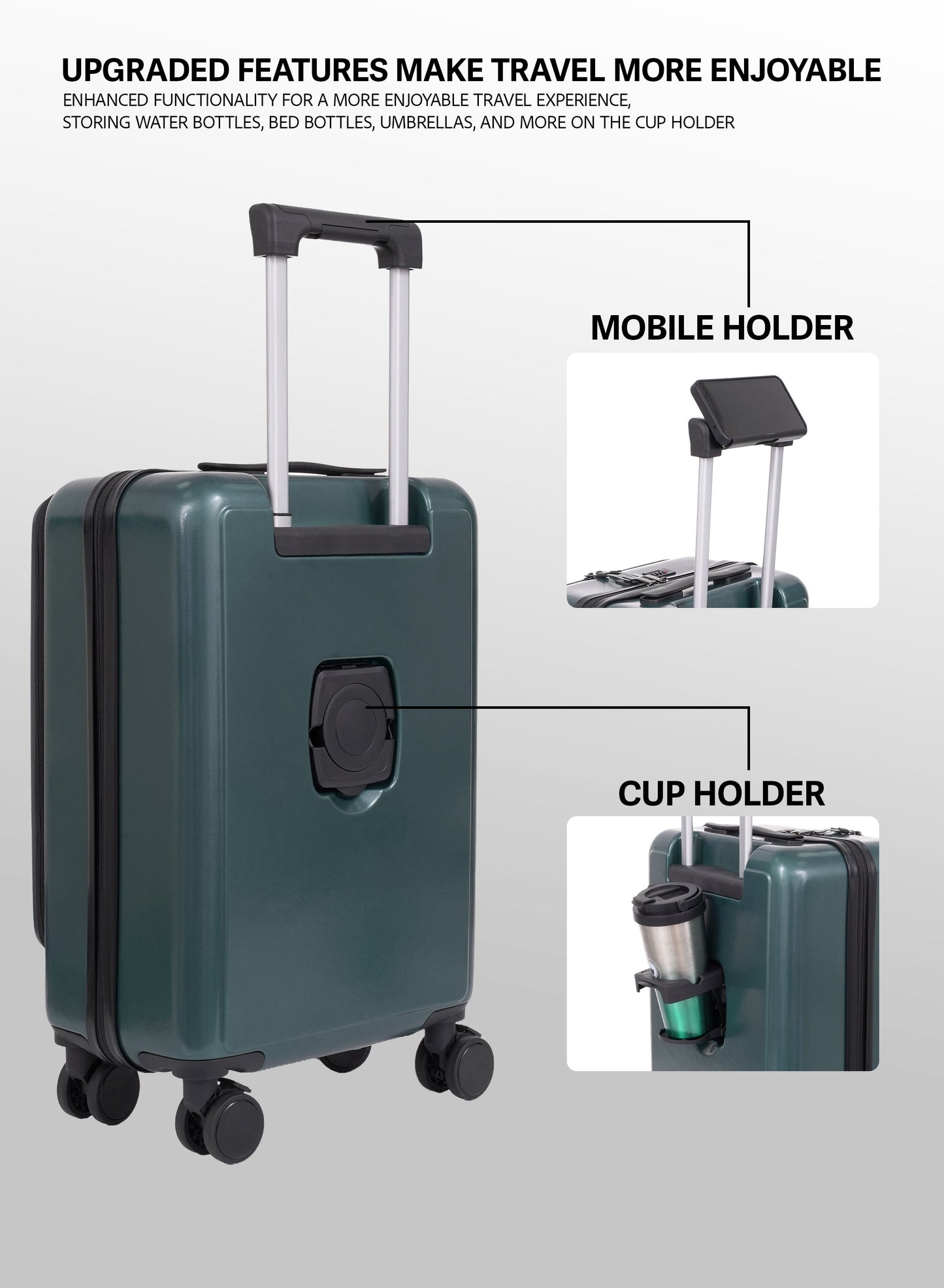 Parajohn Front Open Cabin Size 20 inches luggage with Premium ABS Material- 55 cms carrying 10kg|8 Wheels Hard Sided Trolley PARAJOHN UAE