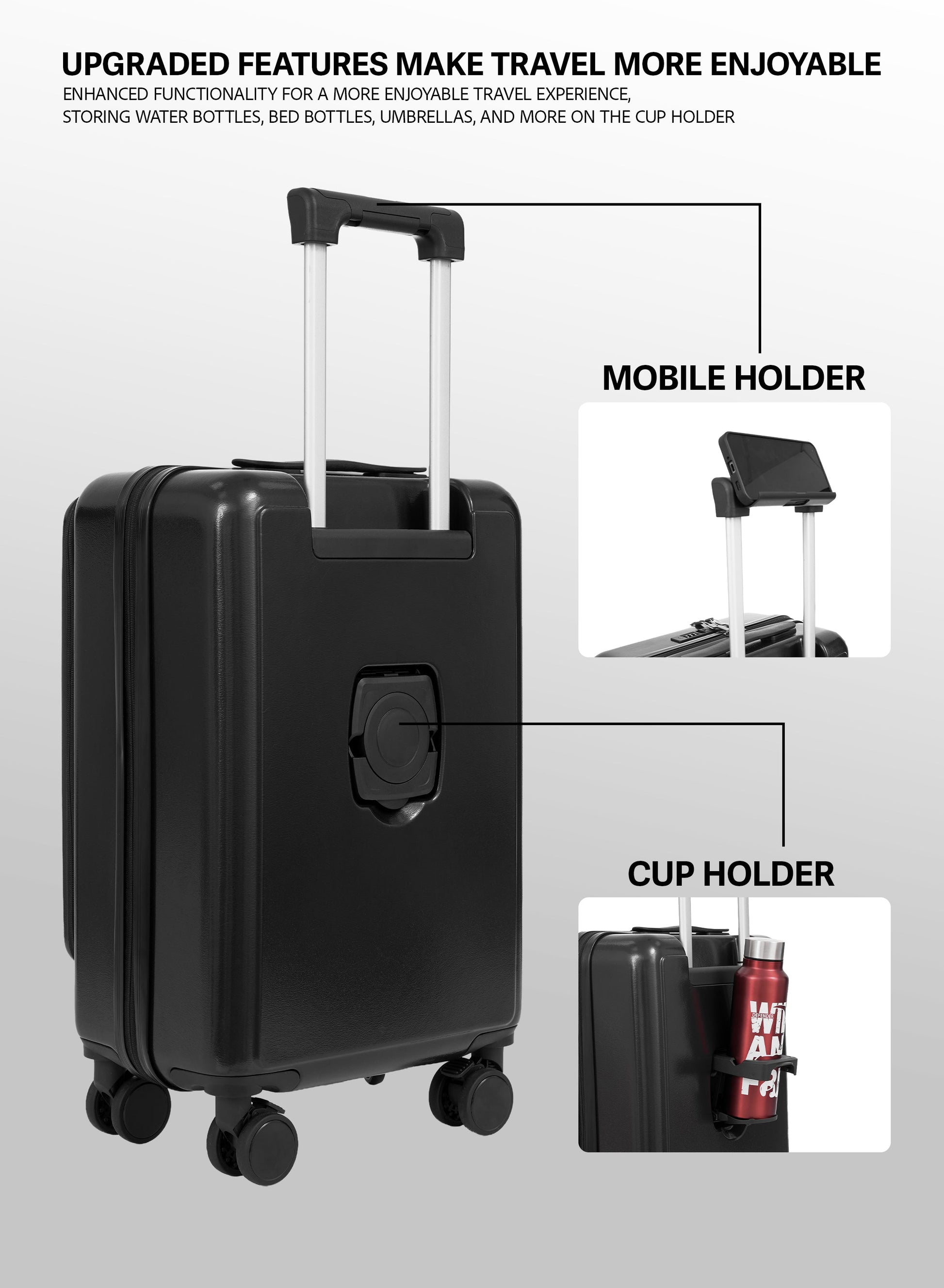 Parajohn Front Open Cabin Size 20 inches luggage with Premium ABS Material- 55 cms carrying 10kg|8 Wheels Hard Sided Trolley PARAJOHN UAE