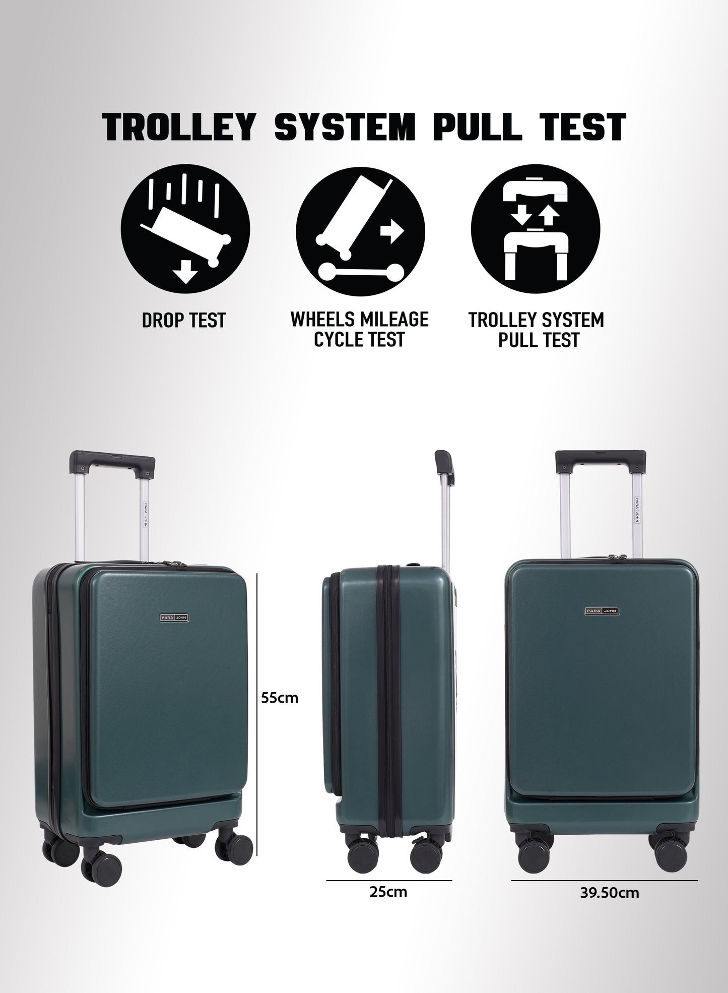 Parajohn Front Open Cabin Size 20 inches luggage with Premium ABS Material- 55 cms carrying 10kg|8 Wheels Hard Sided Trolley PARAJOHN UAE