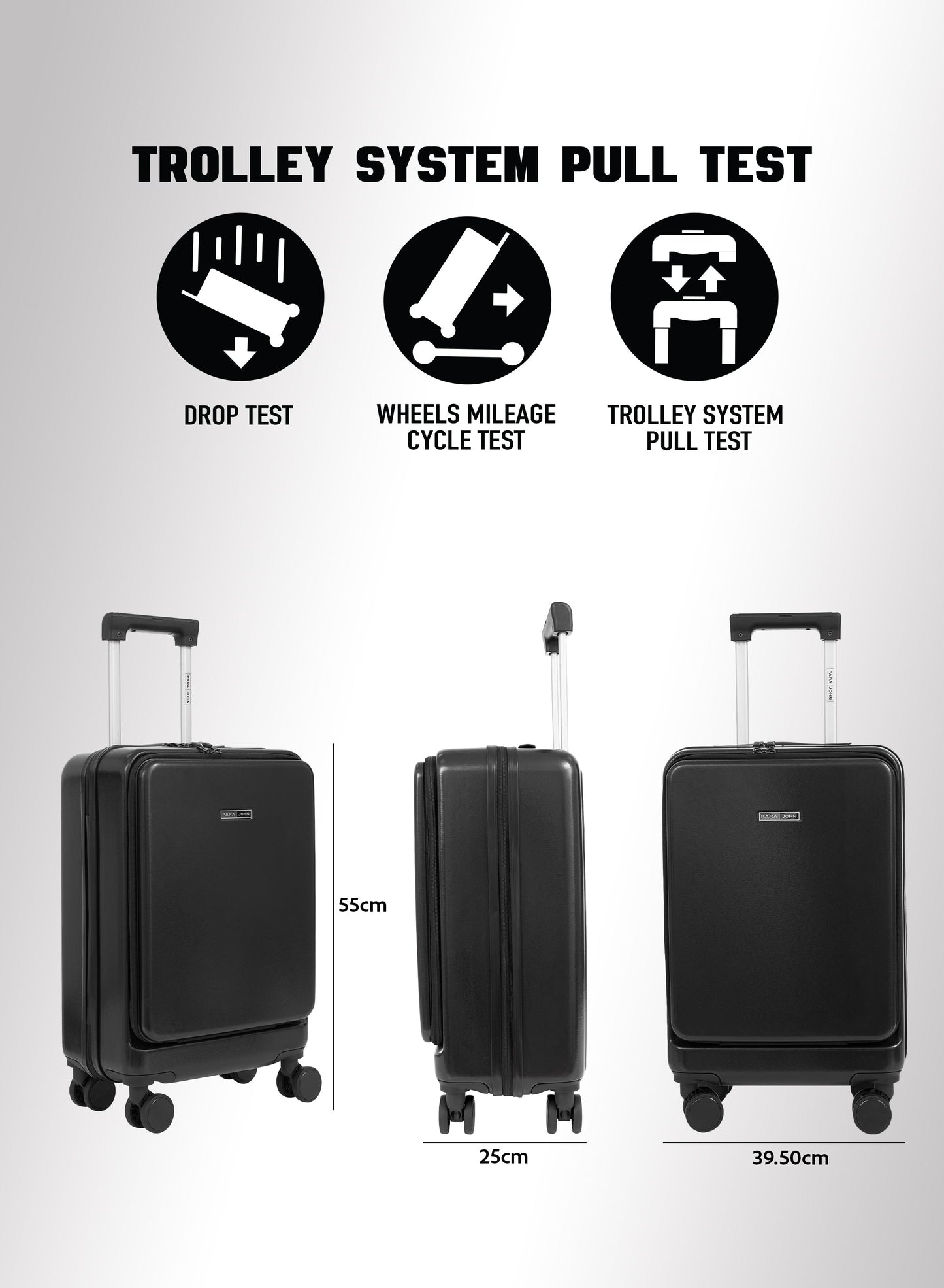 Parajohn Front Open Cabin Size 20 inches luggage with Premium ABS Material- 55 cms carrying 10kg|8 Wheels Hard Sided Trolley PARAJOHN UAE