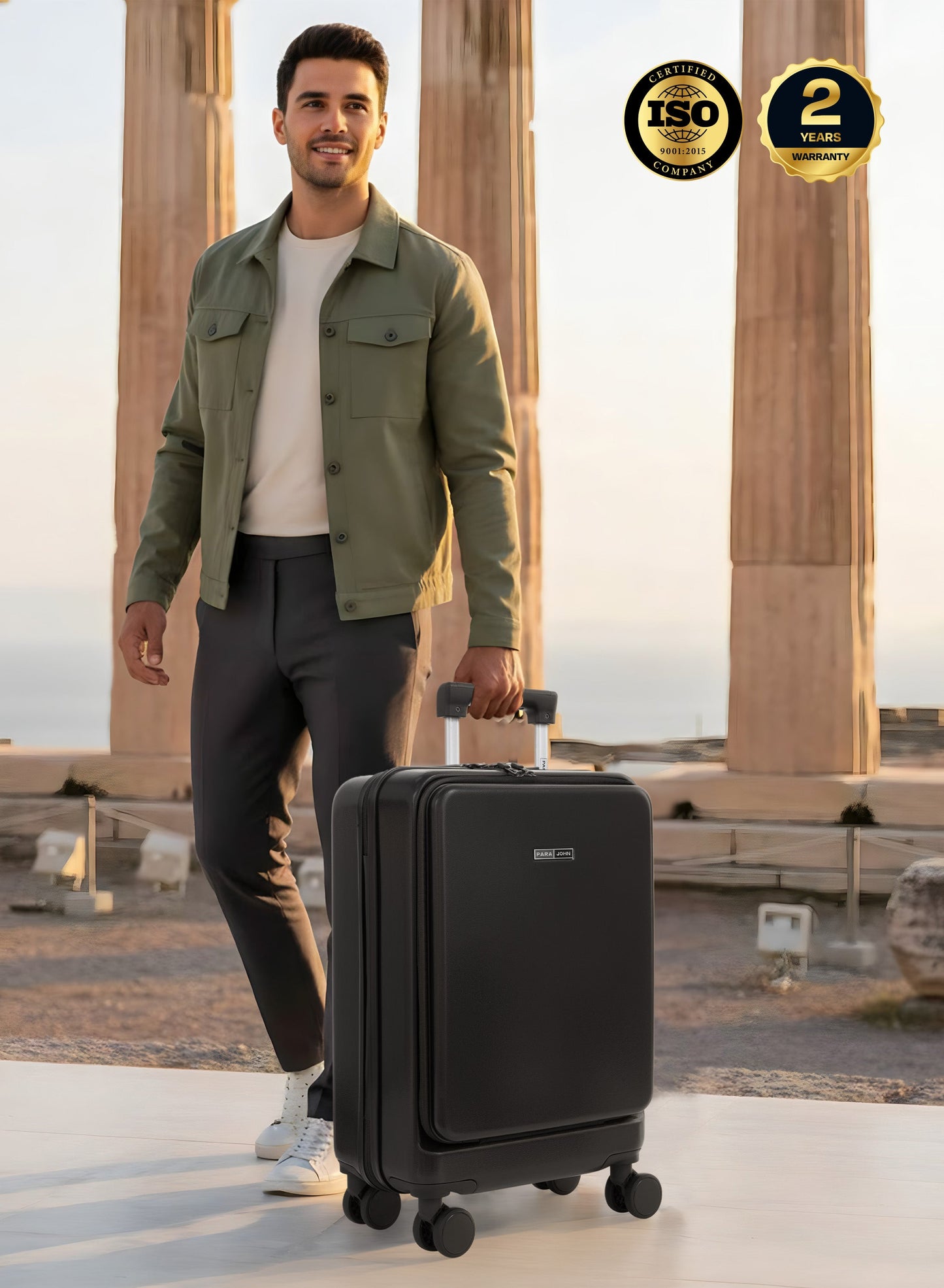 Parajohn Front Open Cabin Size 20 inches luggage with Premium ABS Material- 55 cms carrying 10kg|8 Wheels Hard Sided Trolley PARAJOHN UAE