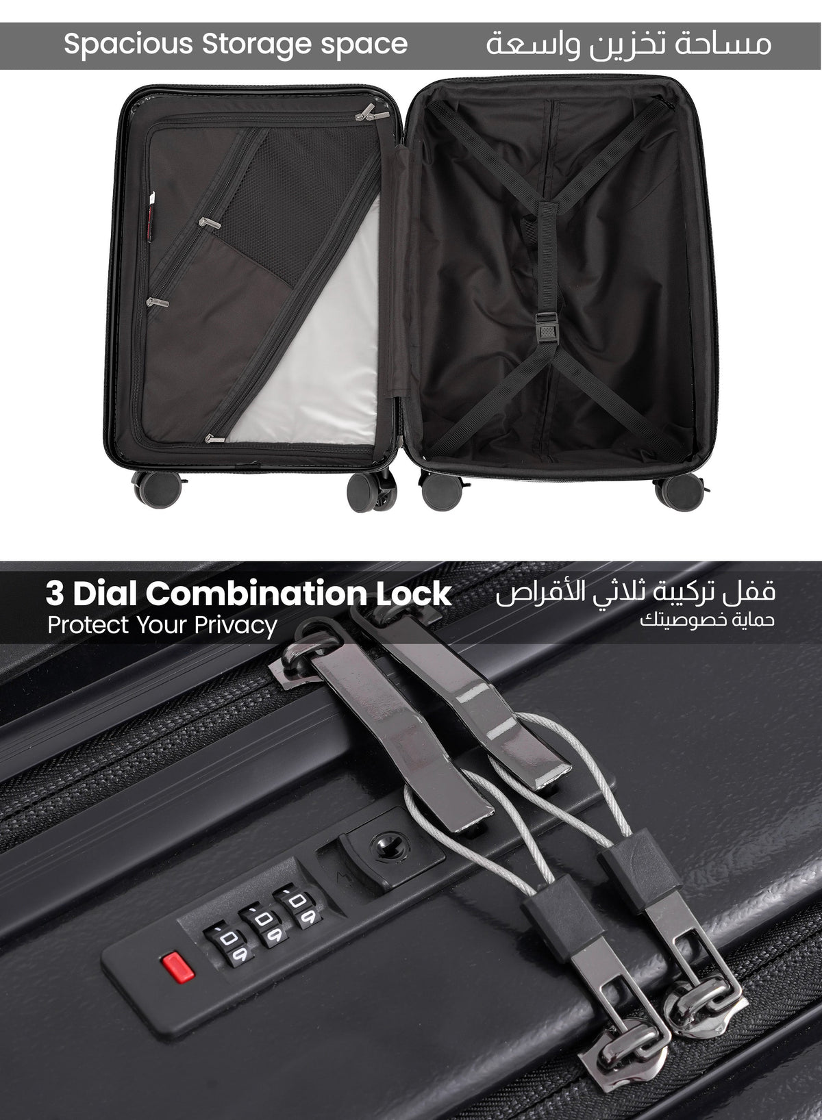 Parajohn Front Open Cabin Size 20 inches luggage with Premium ABS +Nylon Material- 55 cms carrying 10kg|8 Wheels Hard Sided Trolley PARAJOHN UAE