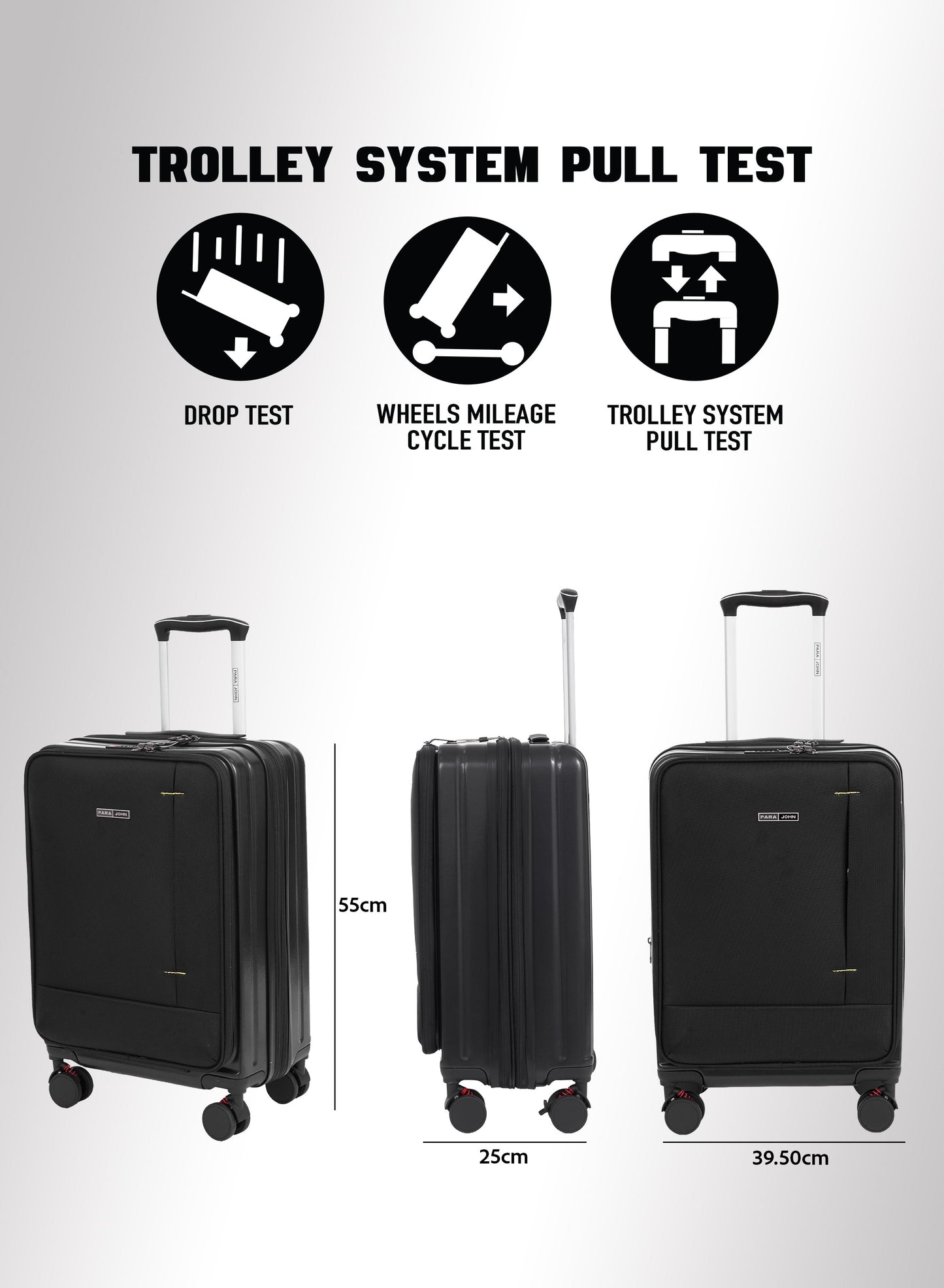 Parajohn Front Open Cabin Size 20 inches luggage with Premium ABS +Nylon Material- 55 cms carrying 10kg|8 Wheels Hard Sided Trolley PARAJOHN UAE