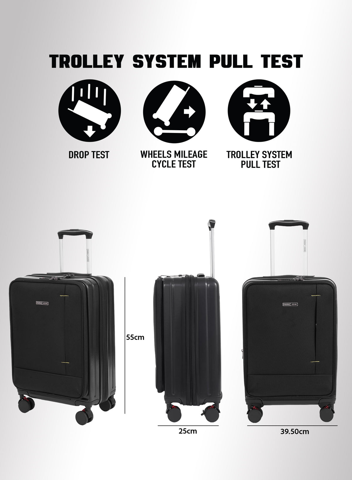 Parajohn Front Open Cabin Size 20 inches luggage with Premium ABS +Nylon Material- 55 cms carrying 10kg|8 Wheels Hard Sided Trolley PARAJOHN UAE