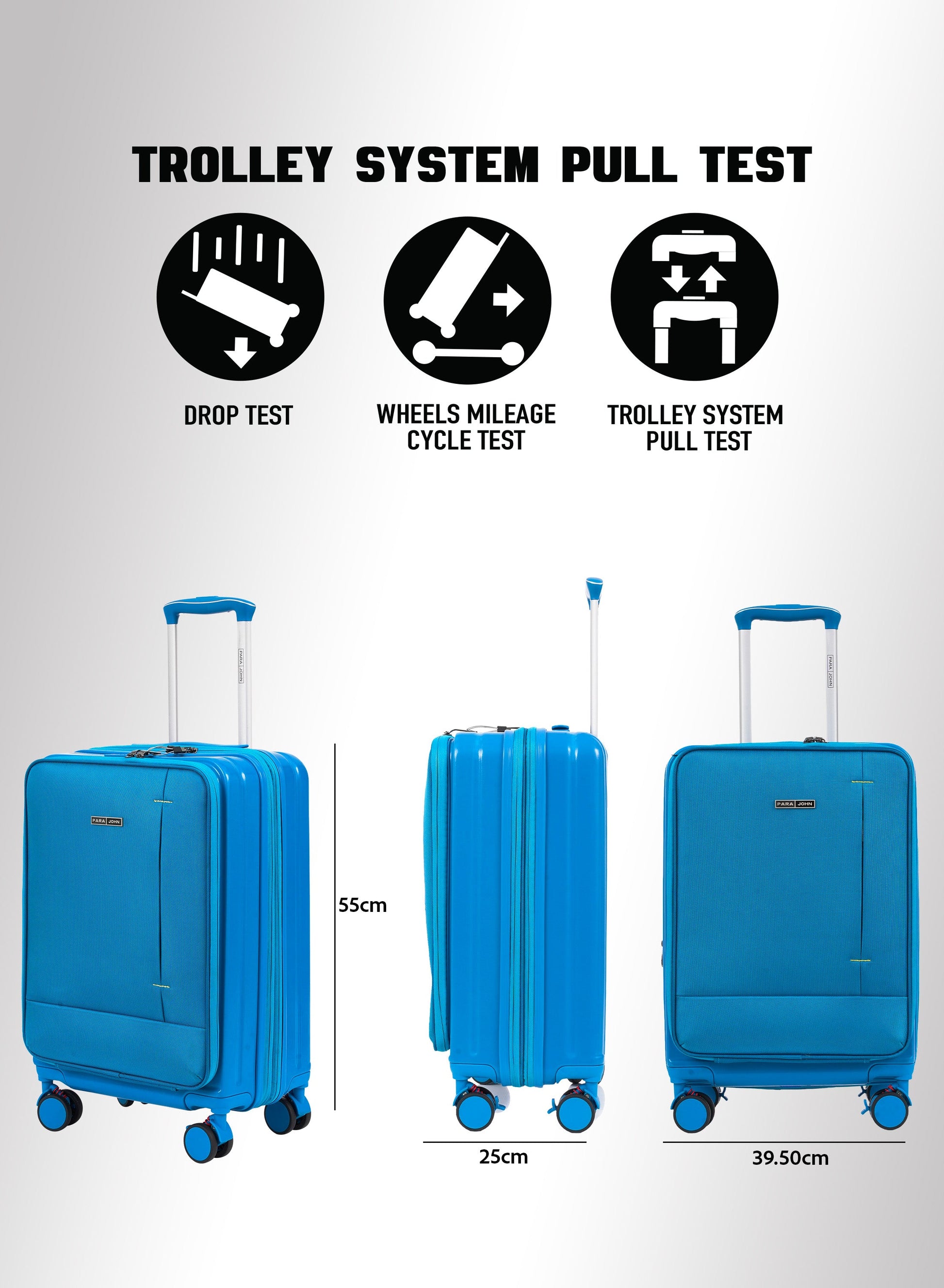 Parajohn Front Open Cabin Size 20 inches luggage with Premium ABS +Nylon Material- 55 cms carrying 10kg|8 Wheels Hard Sided Trolley PARAJOHN UAE