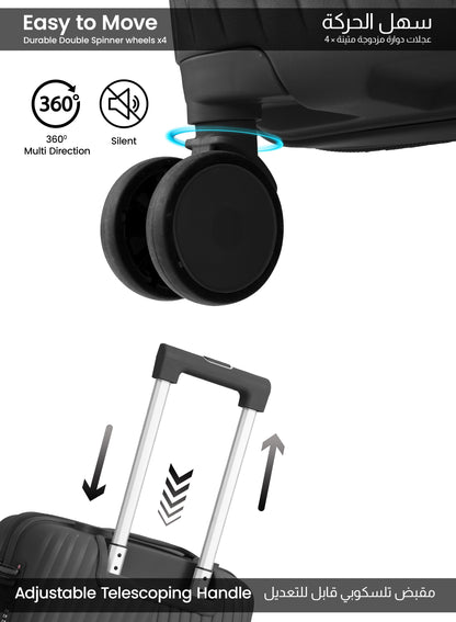 Parajohn Vibra 1 Piece Cabin Size 20 inches Polypropylene Luggage Trolley 55cm PARAJOHN UAE