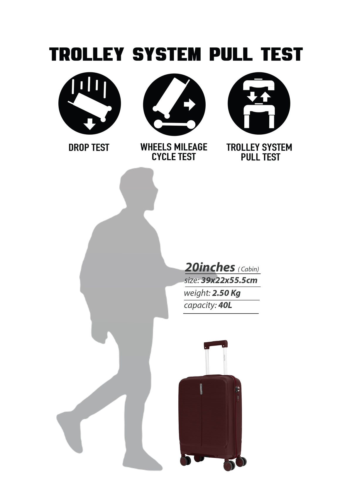 Parajohn Torvio 1 Piece 20 inches Cabin Size Polypropylene Luggage Trolley 55cm PARAJOHN UAE