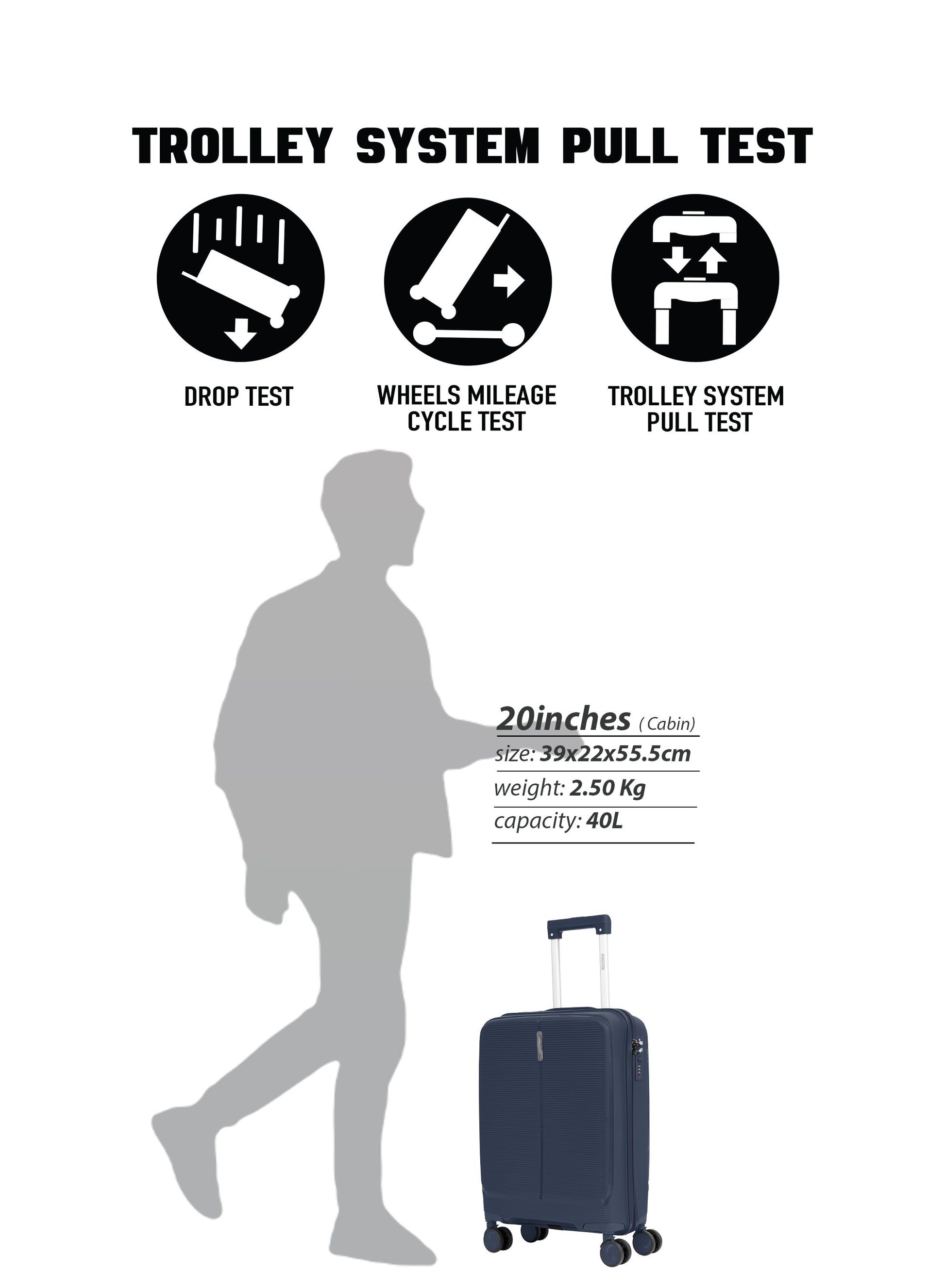 Parajohn Torvio 1 Piece 20 inches Cabin Size Polypropylene Luggage Trolley 55cm PARAJOHN UAE