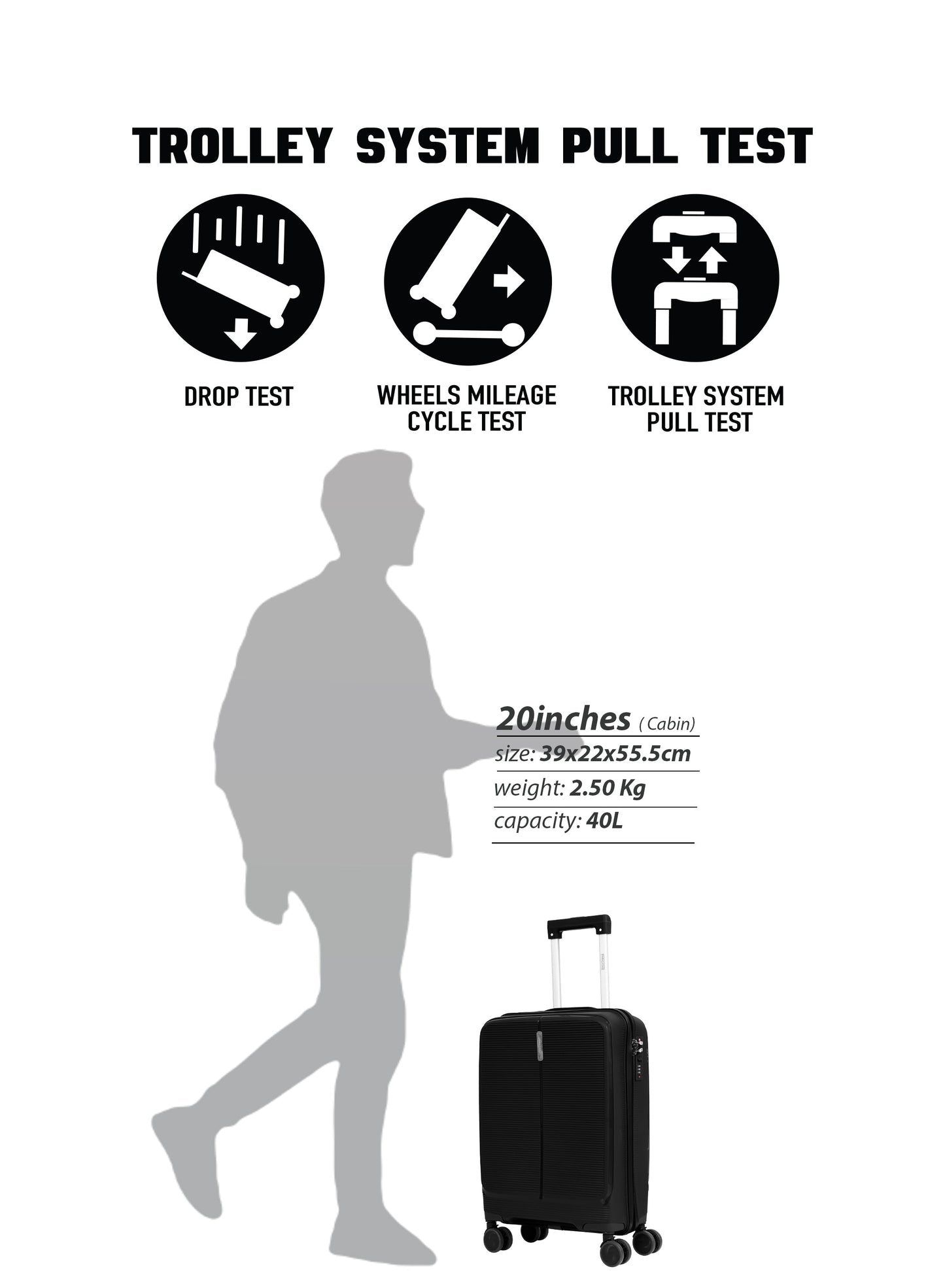 Parajohn Torvio 1 Piece 20 inches Cabin Size Polypropylene Luggage Trolley 55cm PARAJOHN UAE