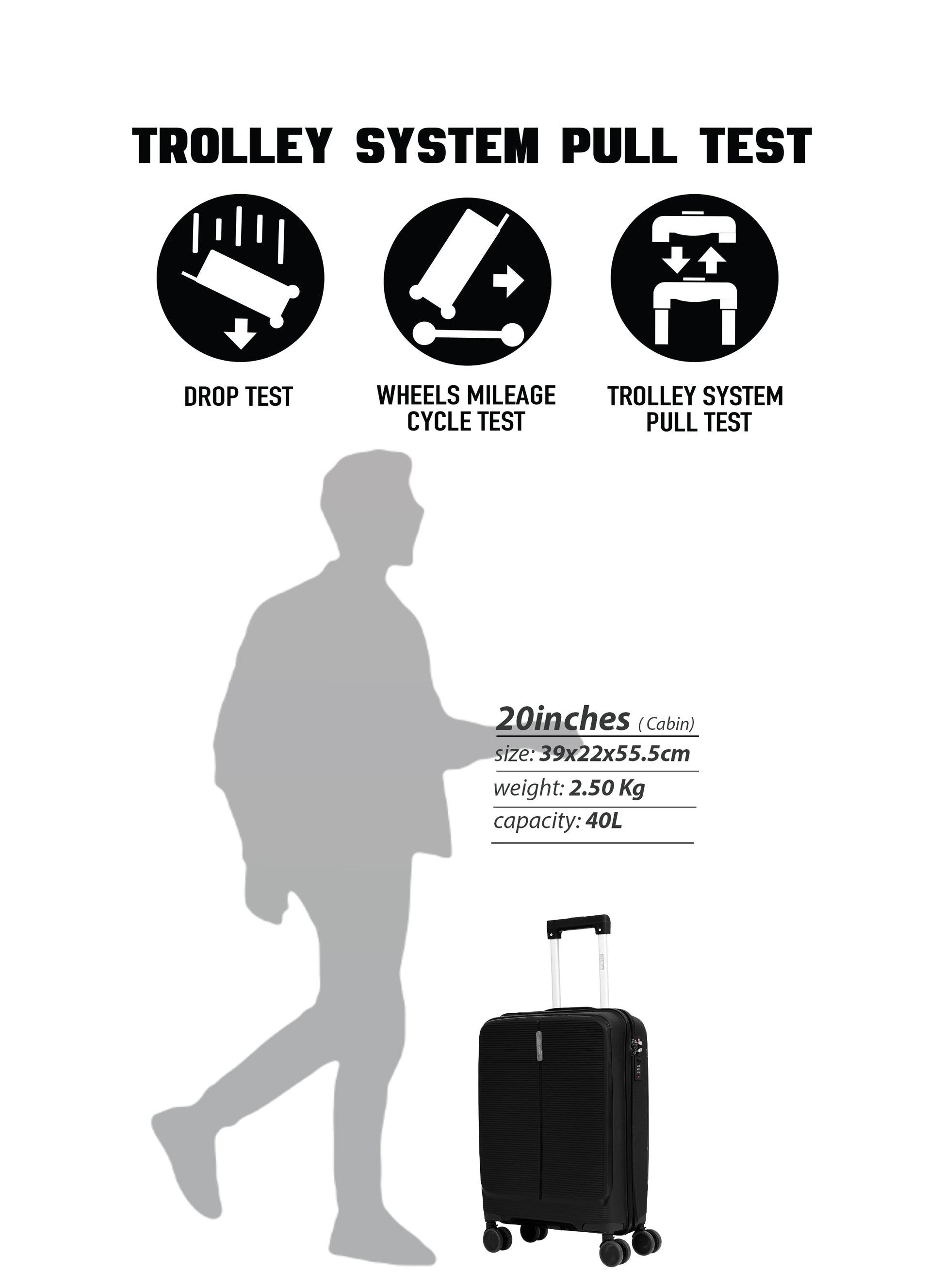 Parajohn Torvio 1 Piece 20 inches Cabin Size Polypropylene Luggage Trolley 55cm PARAJOHN UAE