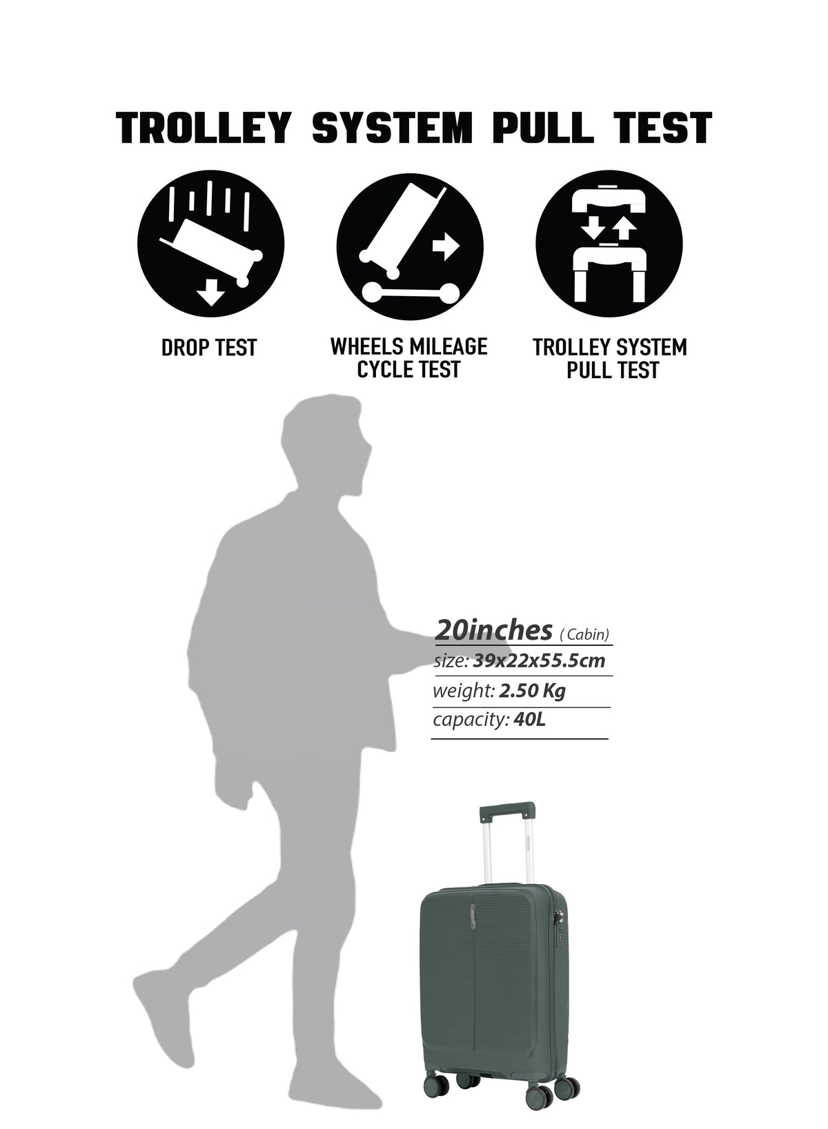 Parajohn Torvio 1 Piece 20 inches Cabin Size Polypropylene Luggage Trolley 55cm PARAJOHN UAE