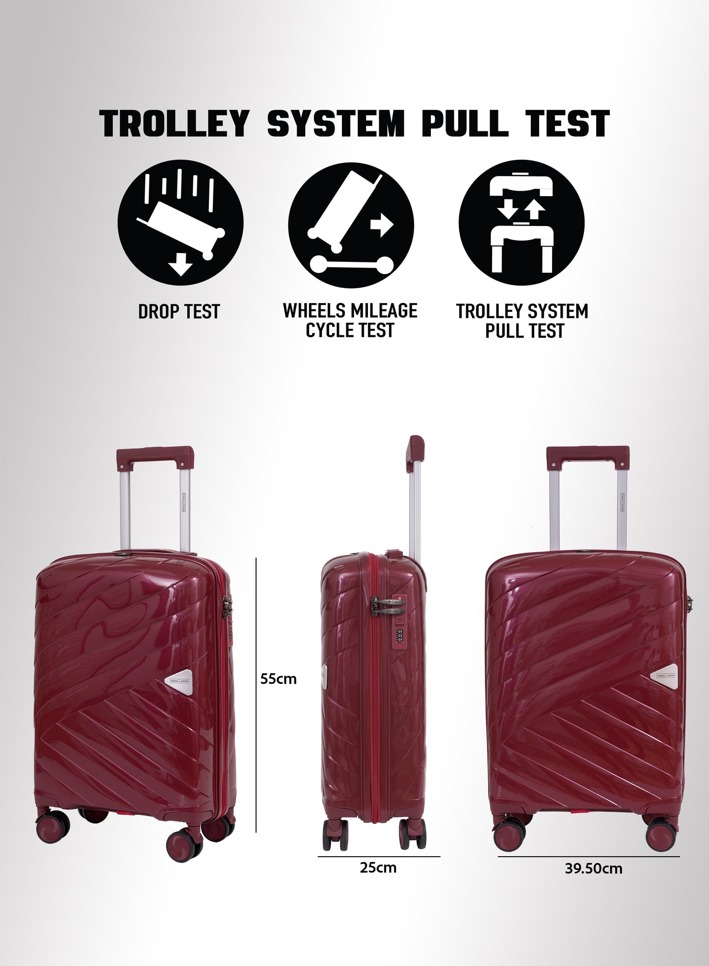 Parajohn Waves 1 Piece Cabin Size 20 inches Polypropylene Luggage Trolley 55cm PARAJOHN UAE