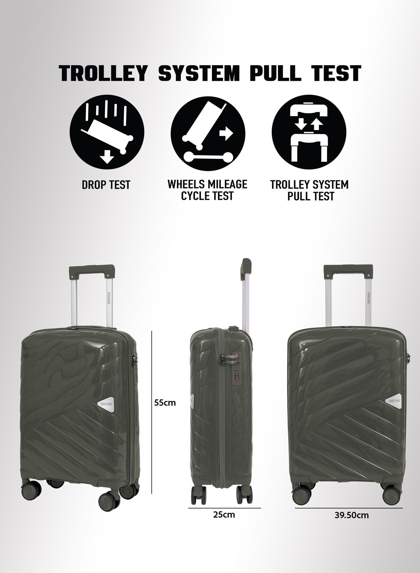 Parajohn Waves 1 Piece Cabin Size 20 inches Polypropylene Luggage Trolley 55cm PARAJOHN UAE